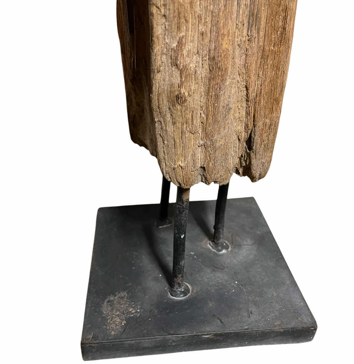 Photo 1 of PETRIFIED DRIFTWOOD SCULPTURE W IRON BASE 8” X 8” H74”