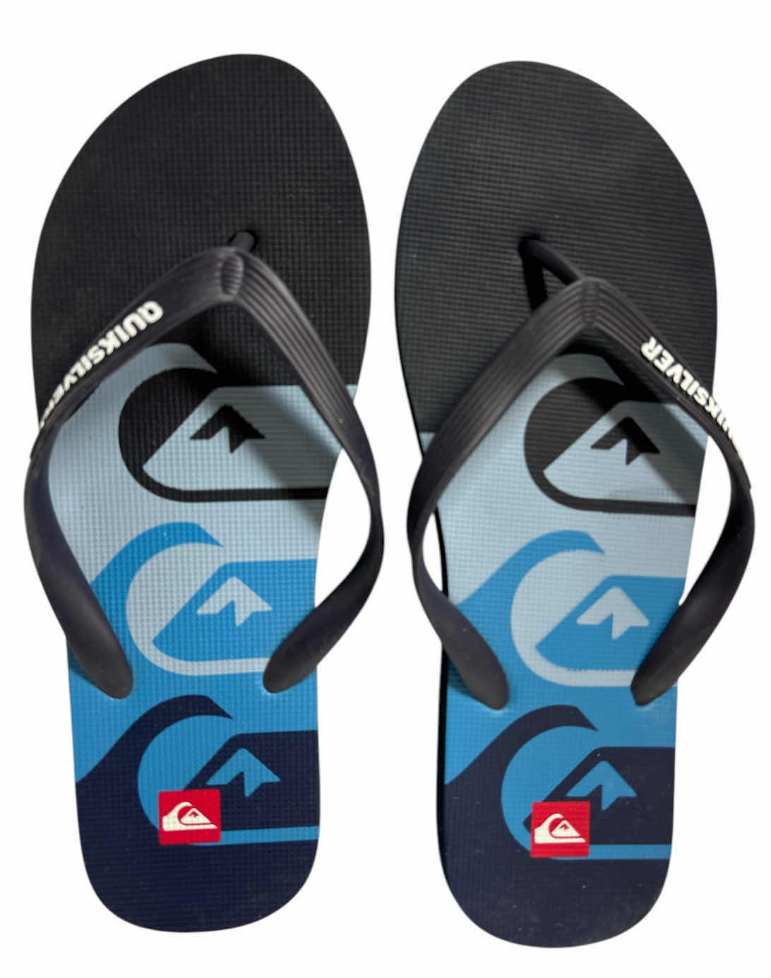 Photo 1 of NEW MENS QUIKSILVER LOGO PRINT FLIP FLOPS (SIZE 12/13)