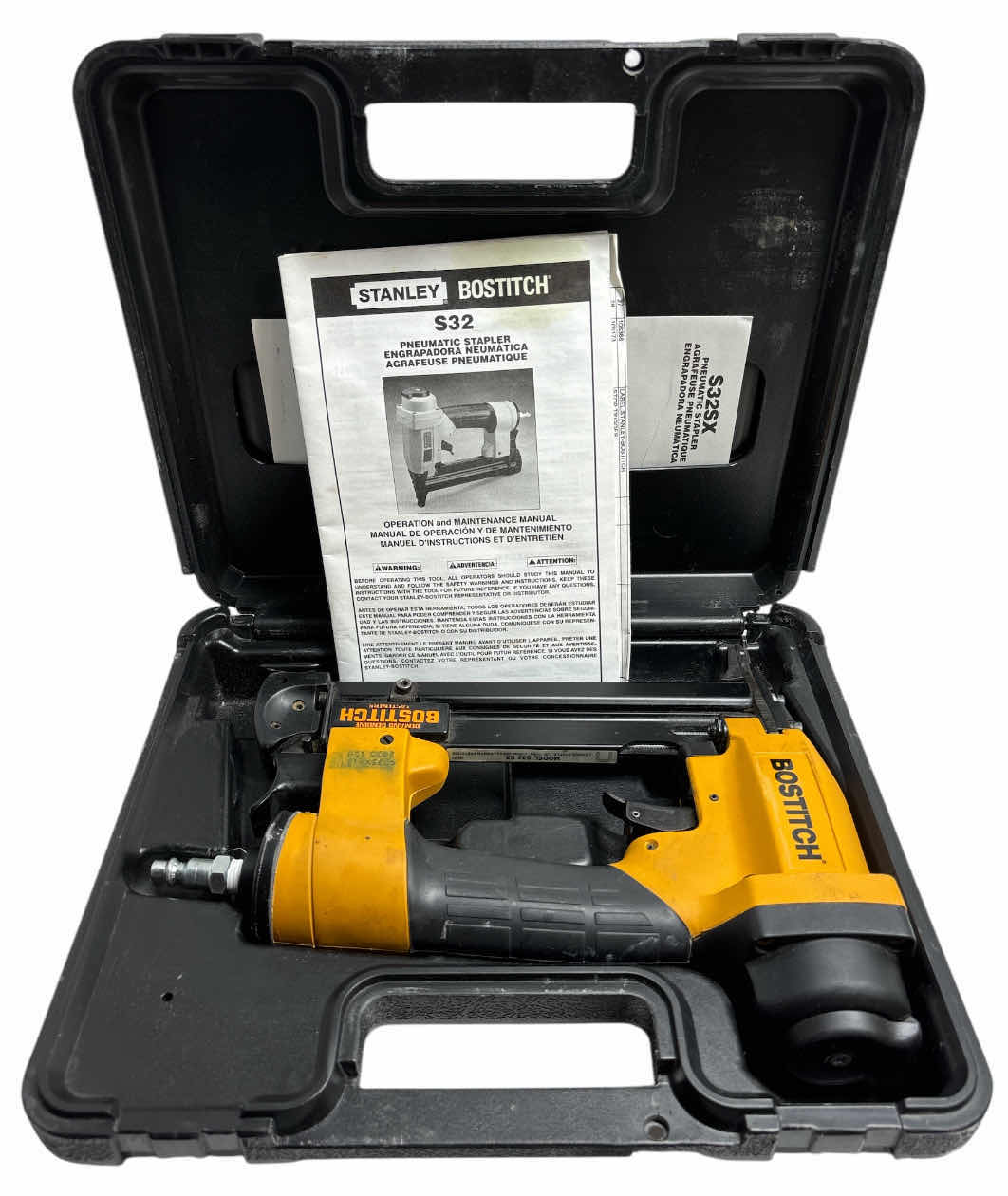 Photo 1 of STANLEY BOSTITCH PNEUMATIC STAPLER W CASE (S32SX)