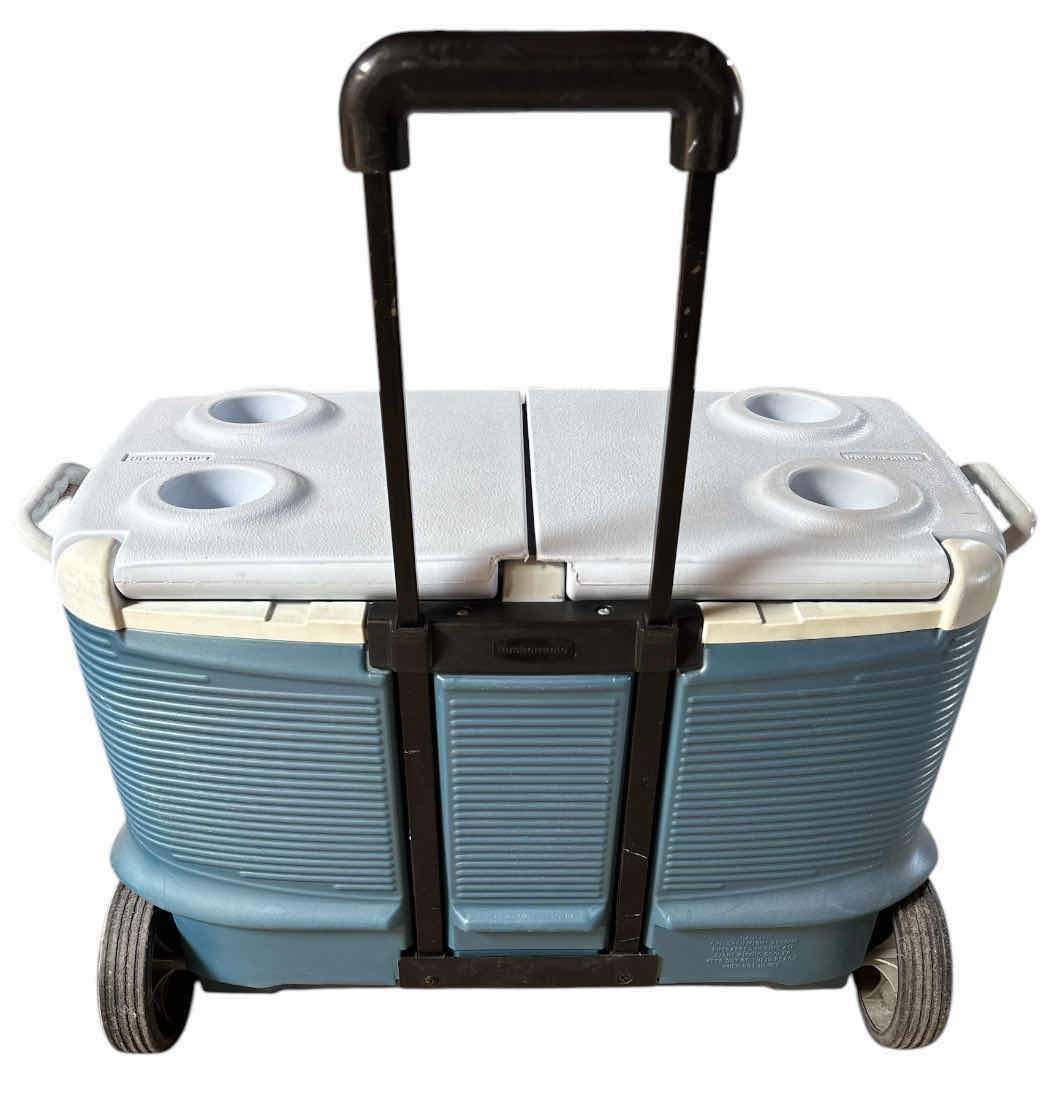 Photo 1 of RUBBERMAID 67 QT WHEELED COOLER ICE CHEST W DOUBLE LID