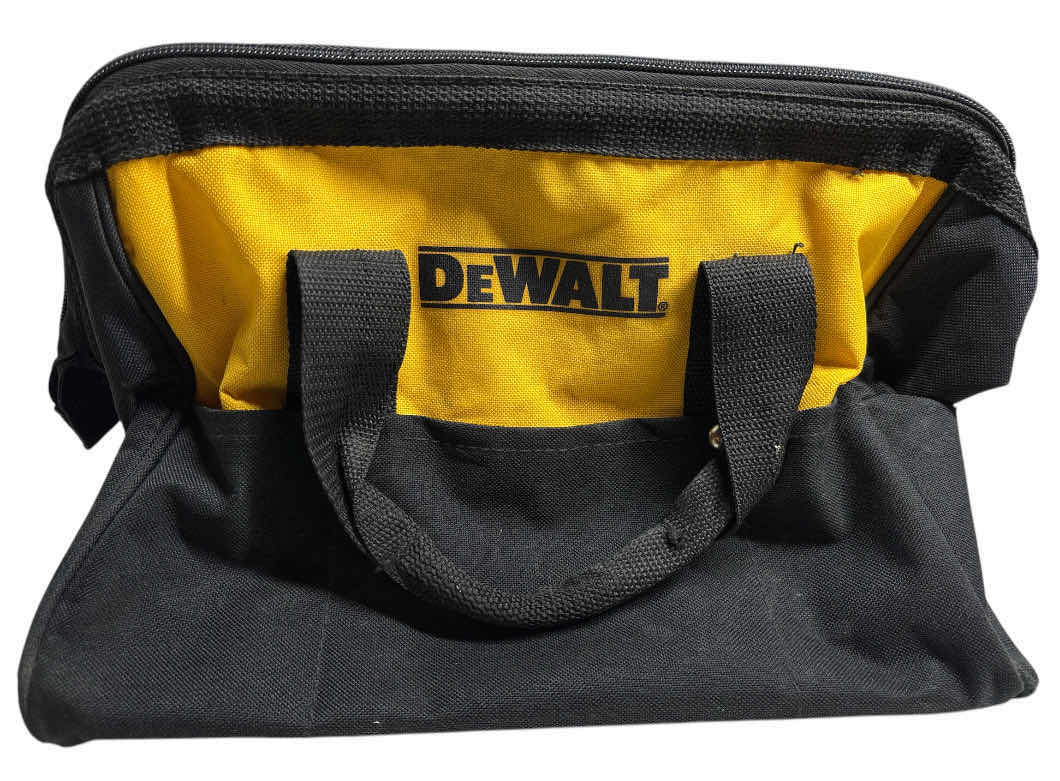 Photo 1 of DEWALT HEAVY DUTY 12” X 9” CONTRACTOR/POWER TOOL BAG W 6 OUTER POCKETS