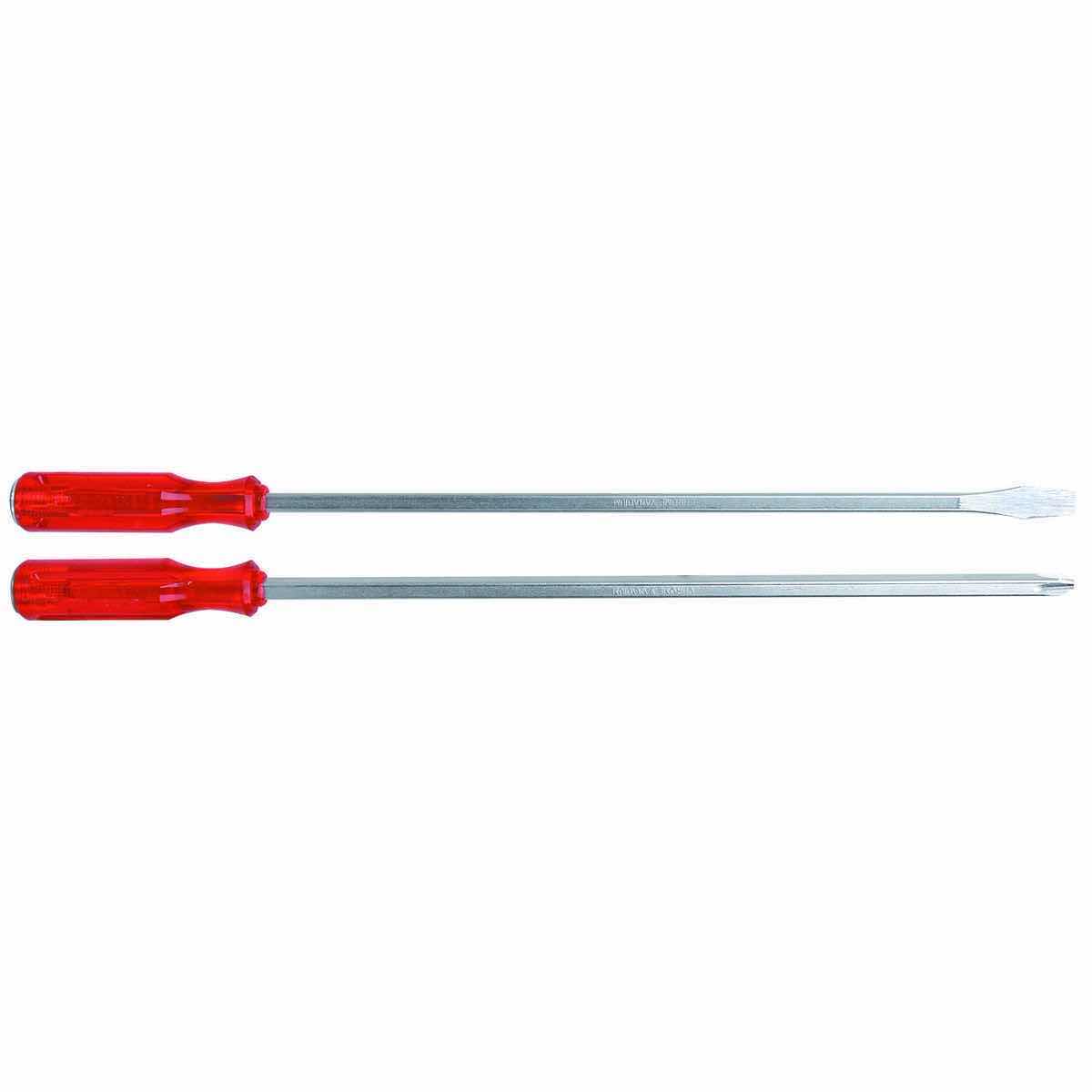 Photo 1 of NEW PITTSBURGH 2 PC 16” GO THRU SCREWDRIVER SET, #4 PHILLIPS & 3/8” SLOTTED SCREWDRIVER W MAGNETIZED TIPS (#65772)