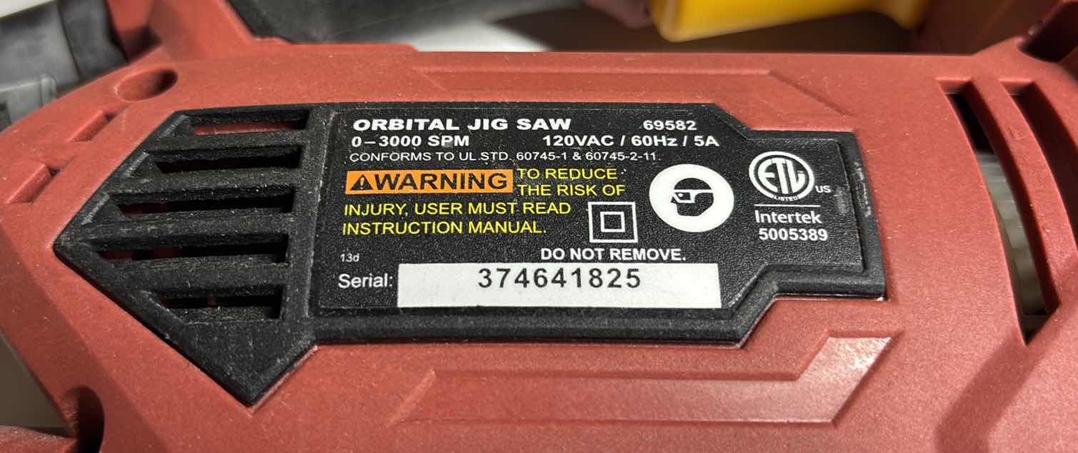 Photo 1 of CHICAGO ELECTRIC POWER TOOLS ORBITAL JIGSAW (69582)