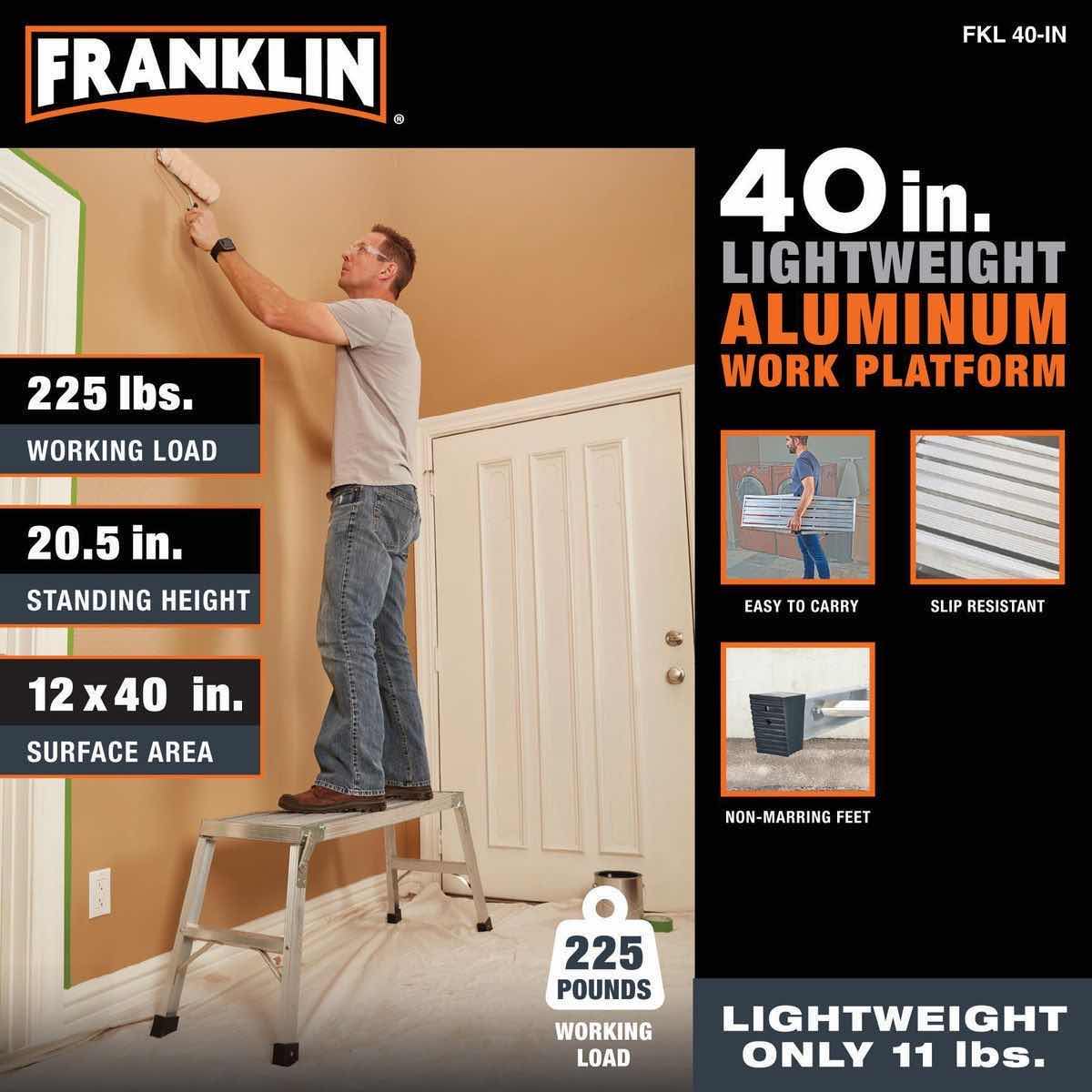 Photo 5 of FRANKLIN 40” LIGHTWEIGHT ALUMINUM WORKING PLATFORM STEP STOOL (56203)