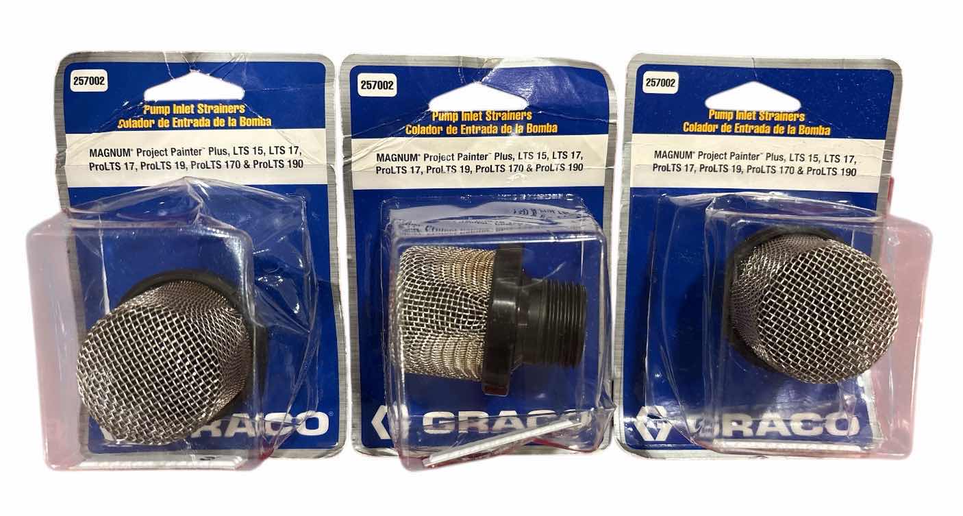 Photo 1 of NEW 3-PACK GRACO PAINT PUMP INLET STRAINER, MAGNUM (257002)