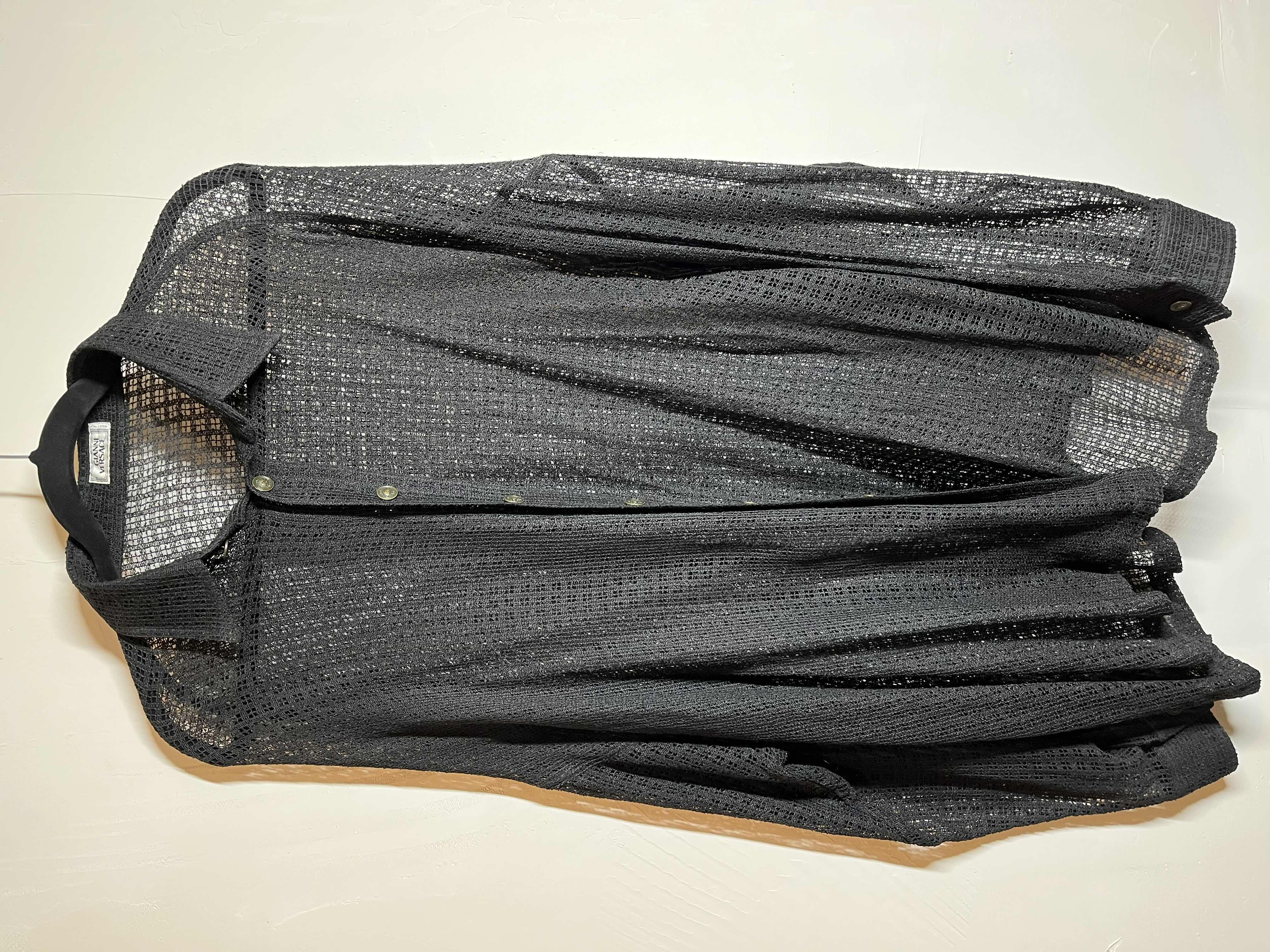 Photo 1 of GIANNI VERSACE BLACK MESH BUTTON UP SHIRT MENS SIZE XL-XXL