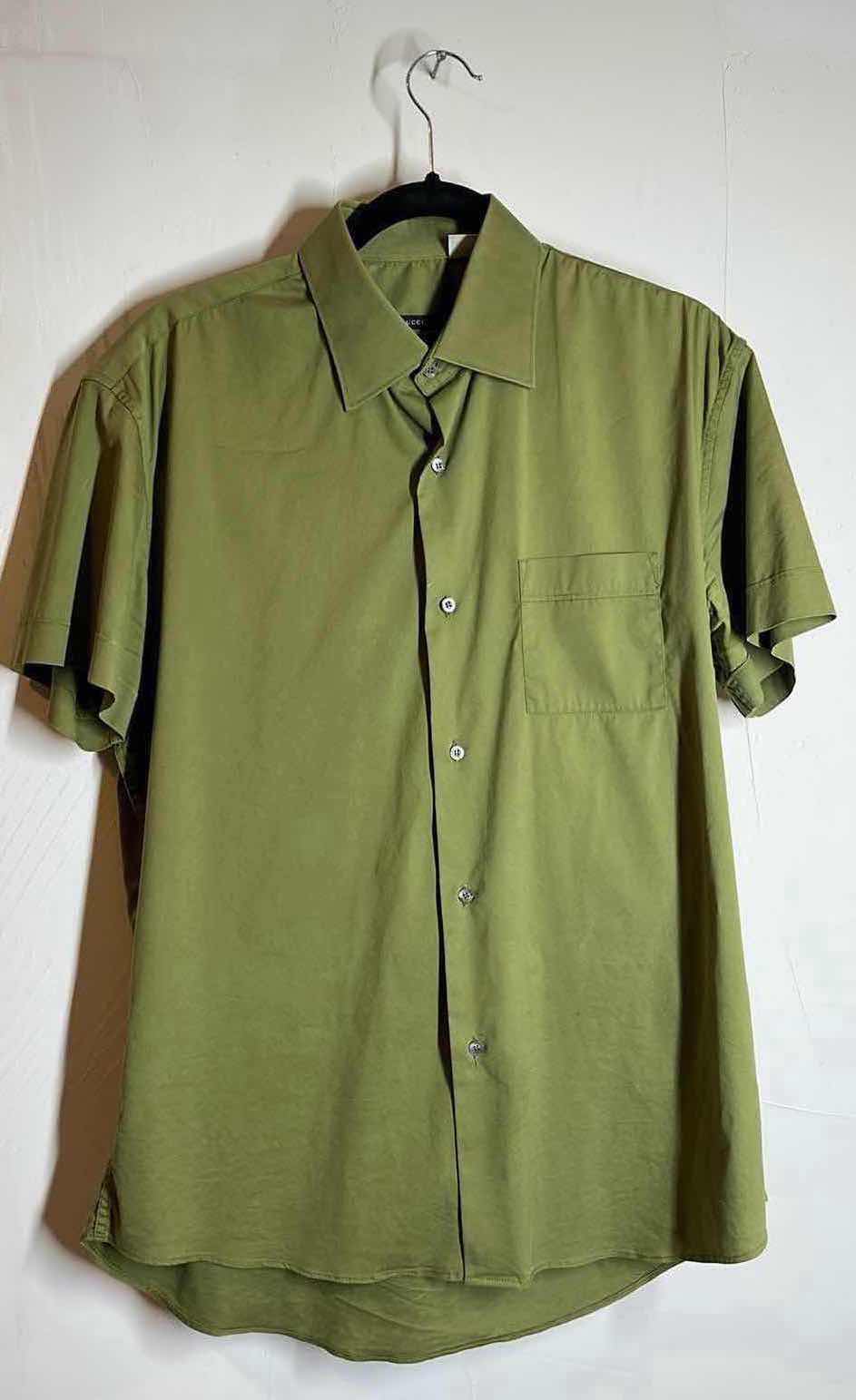 Photo 1 of GUCCI GREEN SHORT SLEEVE DRESS SHIRT MENS SIZE 41/16