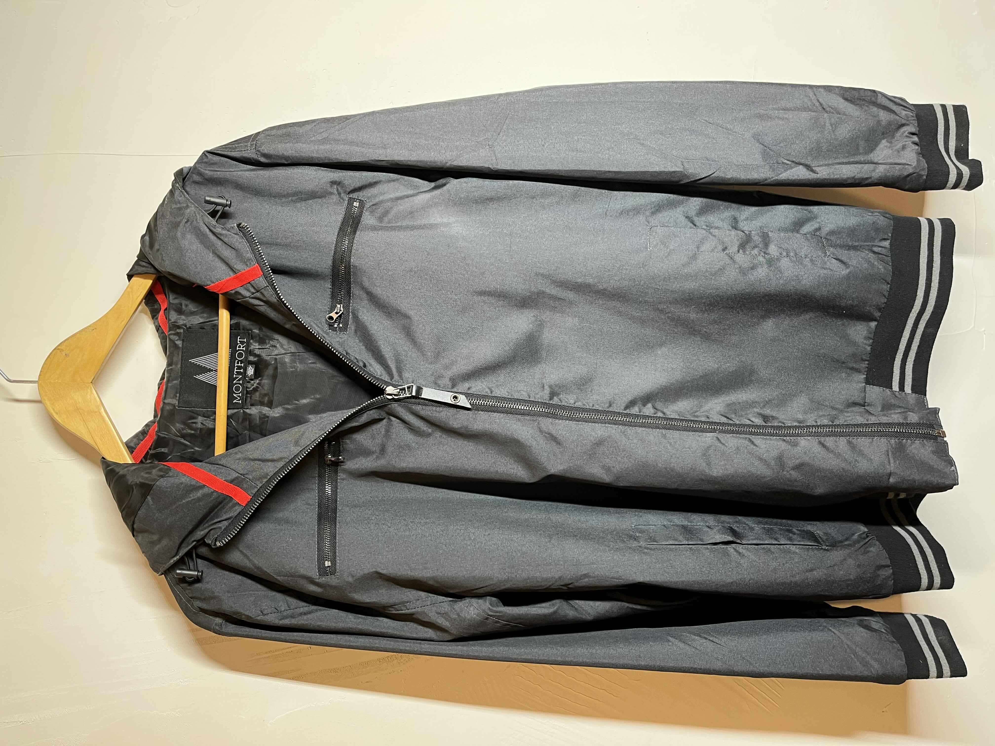 Photo 1 of MONTFORT BLACK HOODED WINDBREAKER JACKET MENS SIZE LG