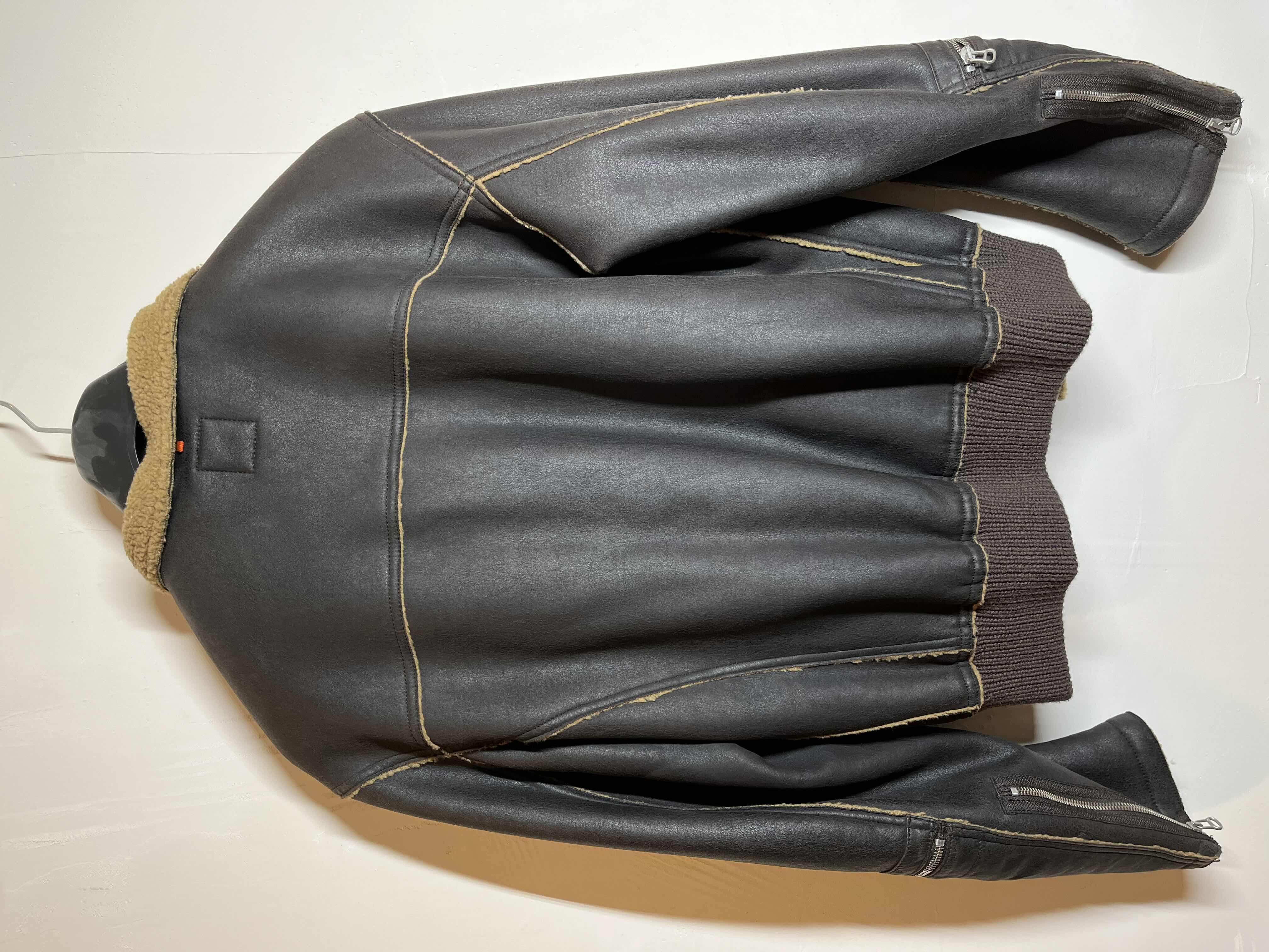 View 2 of HUGO BOSS DARK BROWN LEATHER FLIGHT JACKET MENS SIZE 44 W TAG