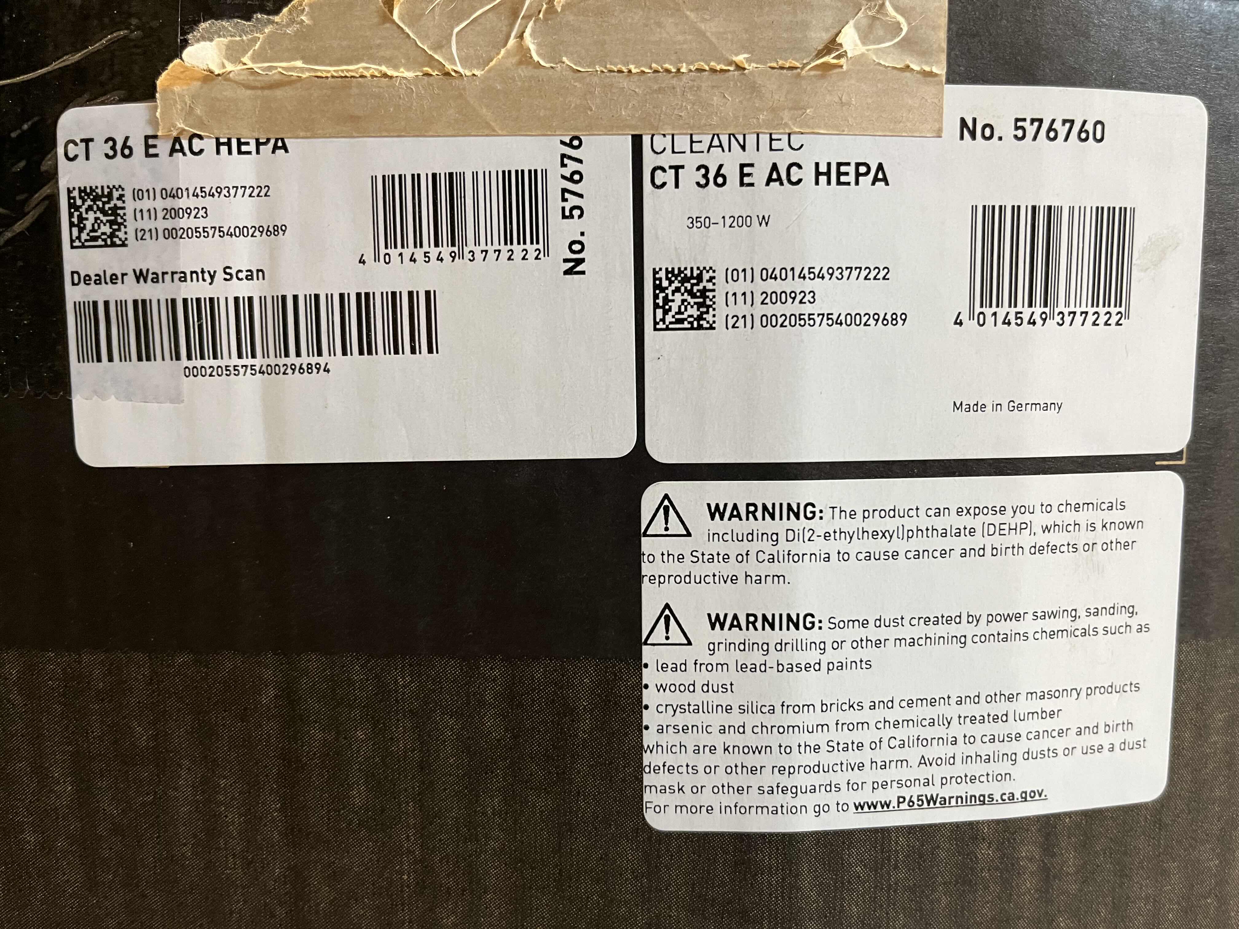 Photo 1 of FESTOOL CLEANTEC DUST EXTRACTOR CT 36 EI AC HEPA 577874