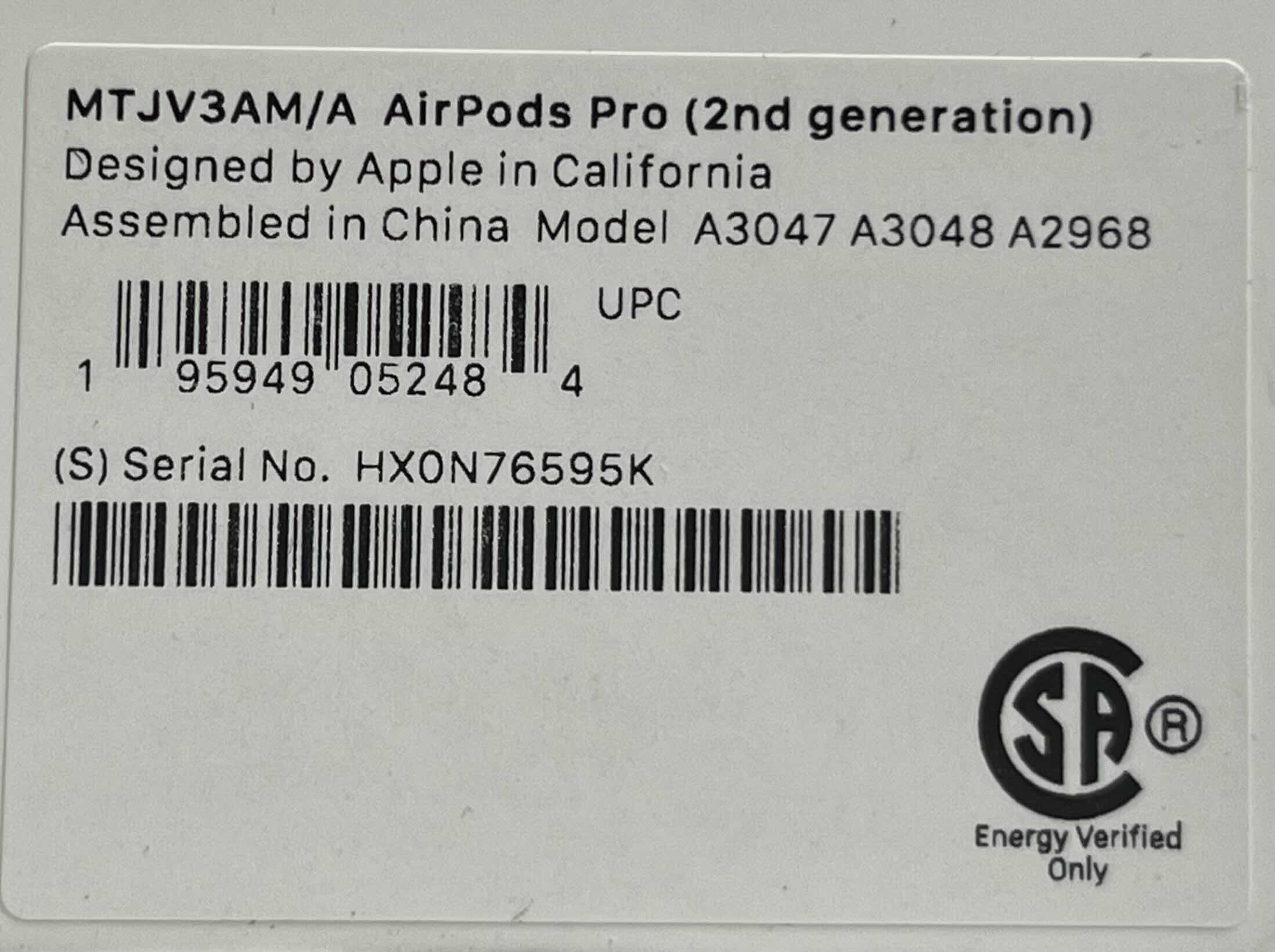 Photo 1 of APPLE AIRPODS PRO 2ND GEN MODEL A2968