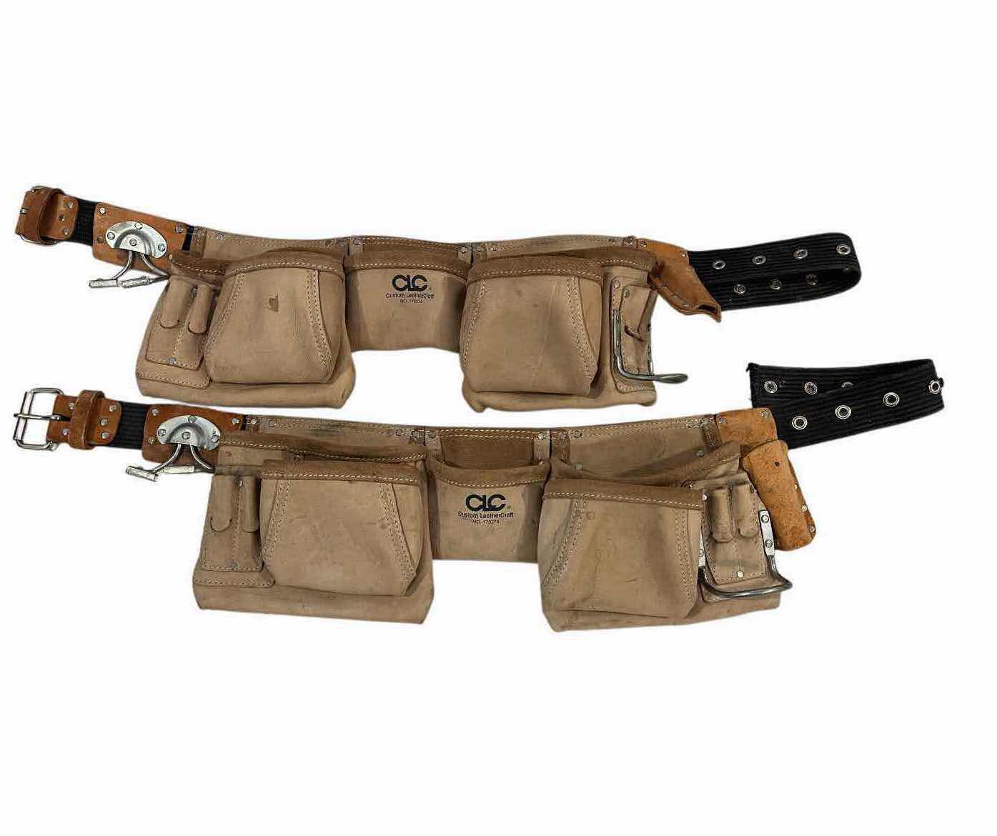 Photo 1 of CUSTOM LEATHER CRAFT TOOL BELTS (2) W MAGNO GRIP TOOL BELT