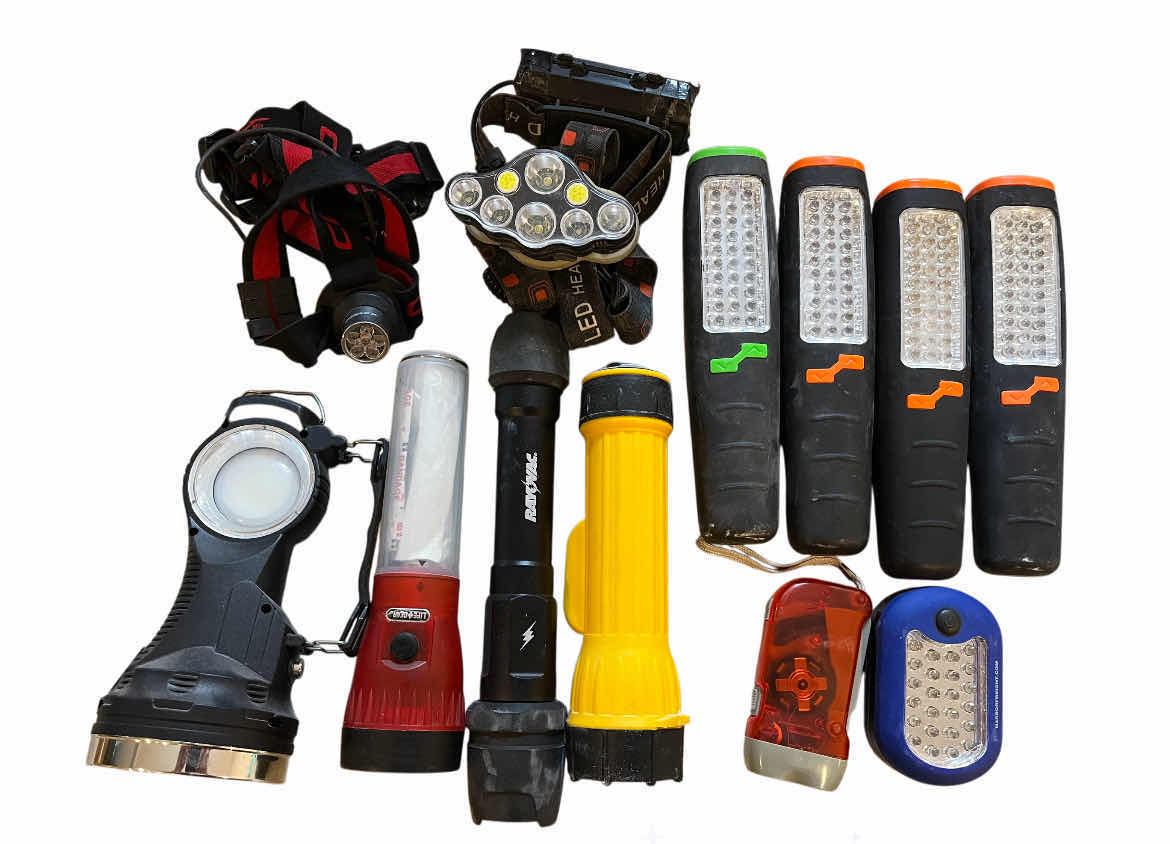 Photo 1 of WORK LIGHTS & FLASHLIGHTS (12) W BATTERIES