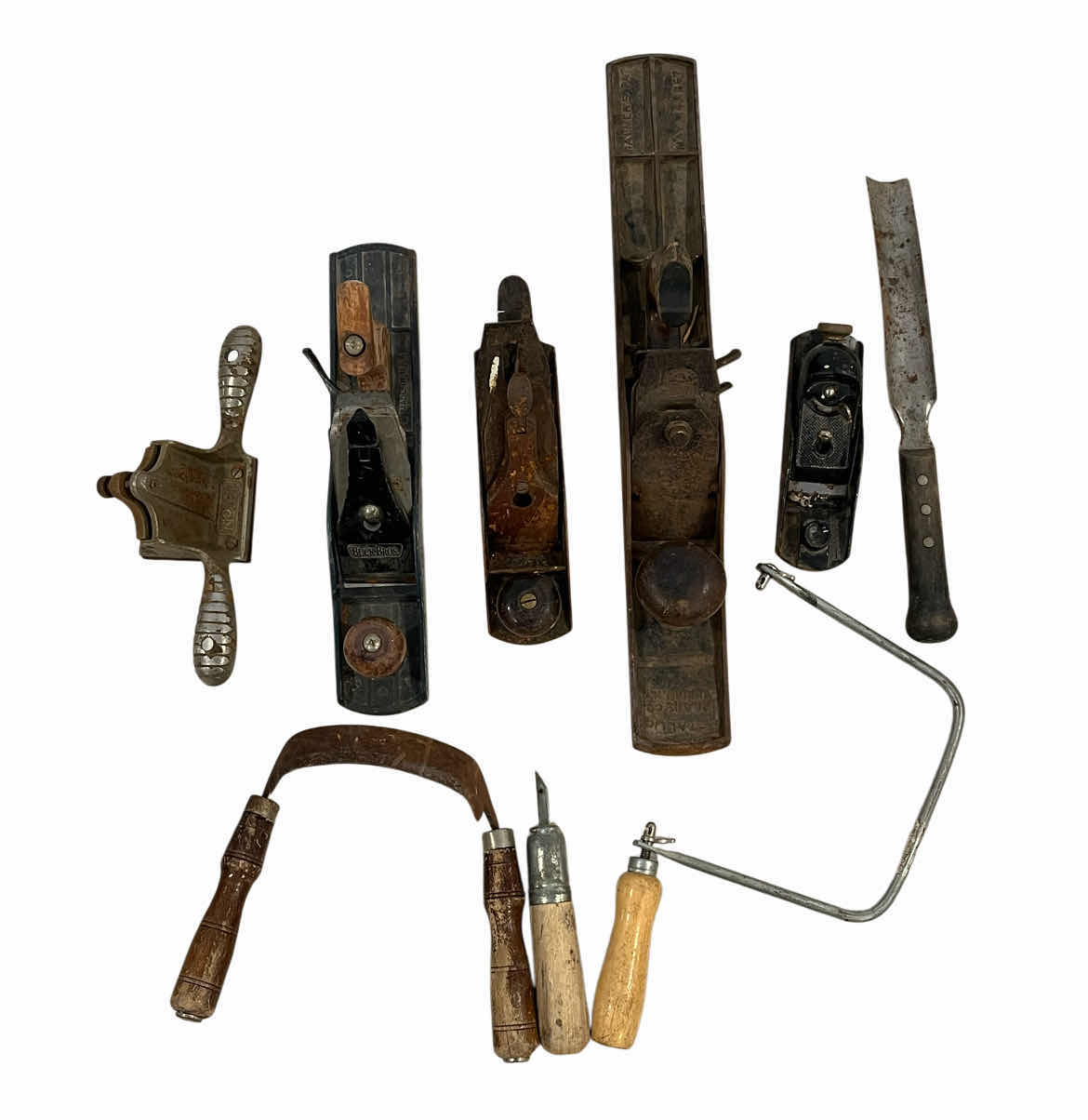 Photo 1 of VINTAGE WOOD WORKING TOOLS (9) W HERCULES TOOL BAG