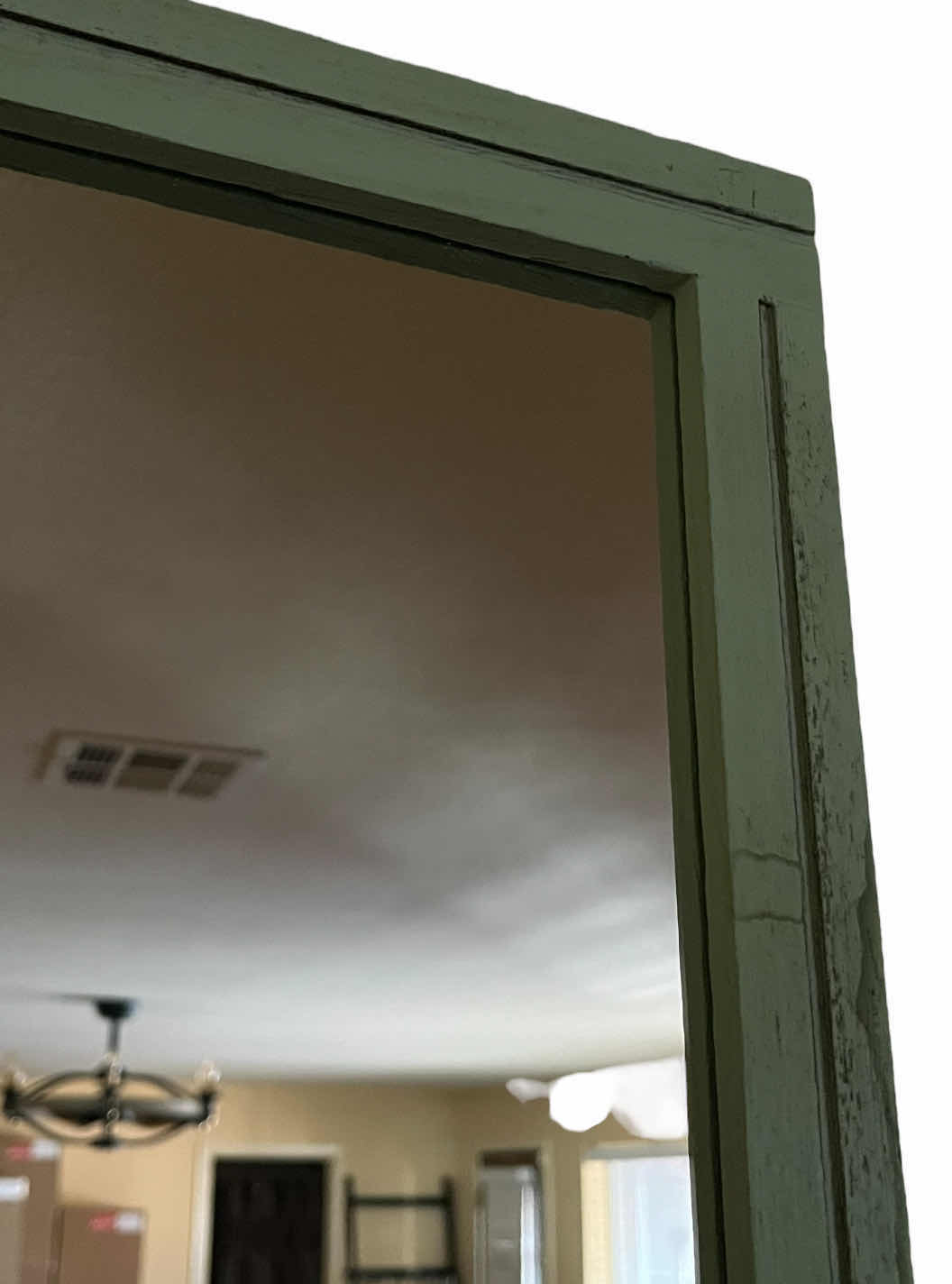 Photo 1 of DISTRESSED GREEN WOOD FINISH FRAMED MIRROR 25.5” X 17.5”