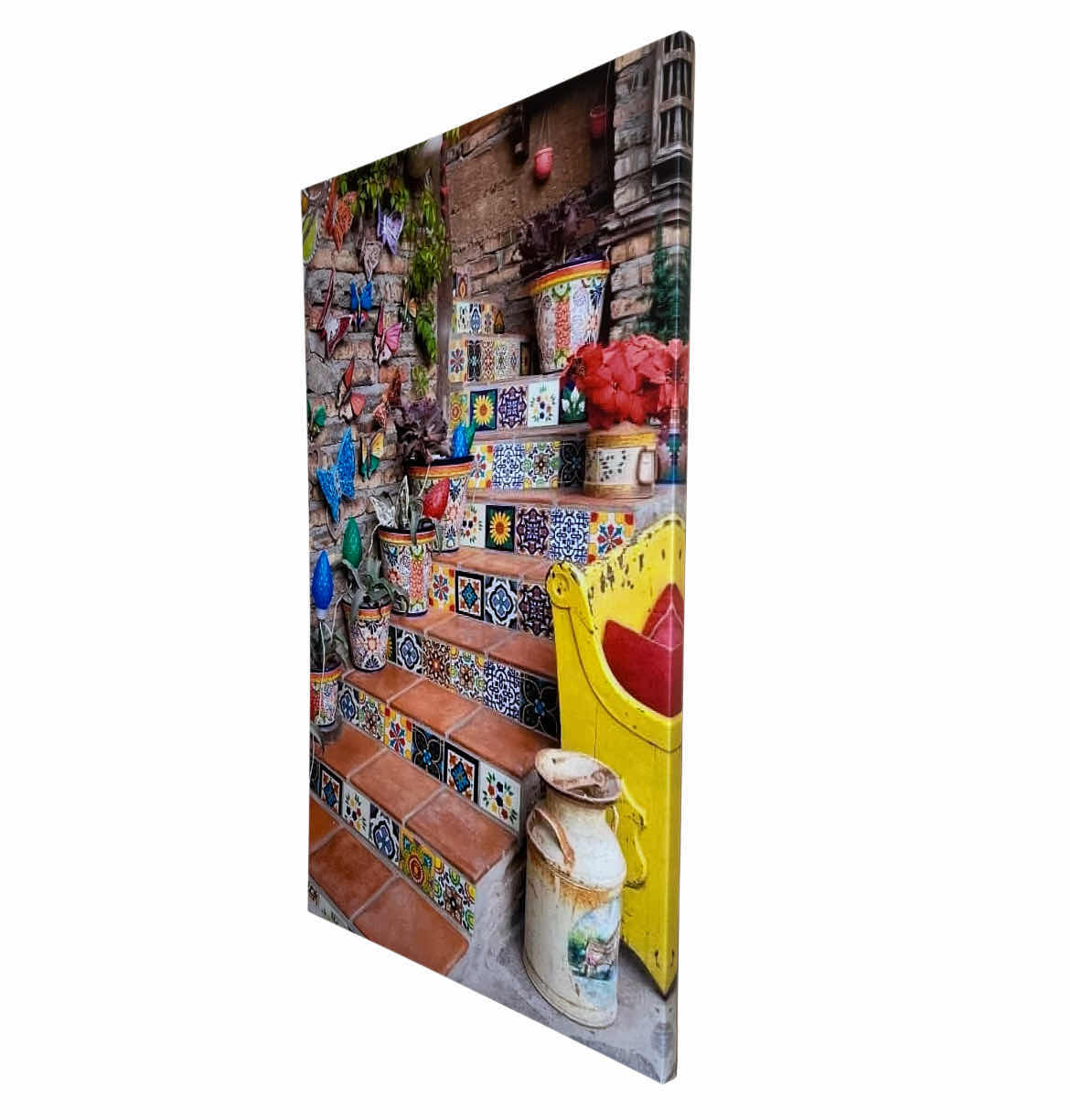 Photo 2 of EASY CANVAS PRINTS MEXICAN TALAVERA TILE STAIRWAY ARTWORK 22” X 36”