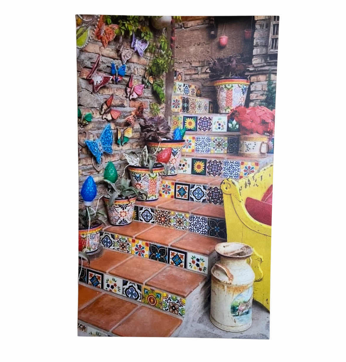 Photo 1 of EASY CANVAS PRINTS MEXICAN TALAVERA TILE STAIRWAY ARTWORK 22” X 36”