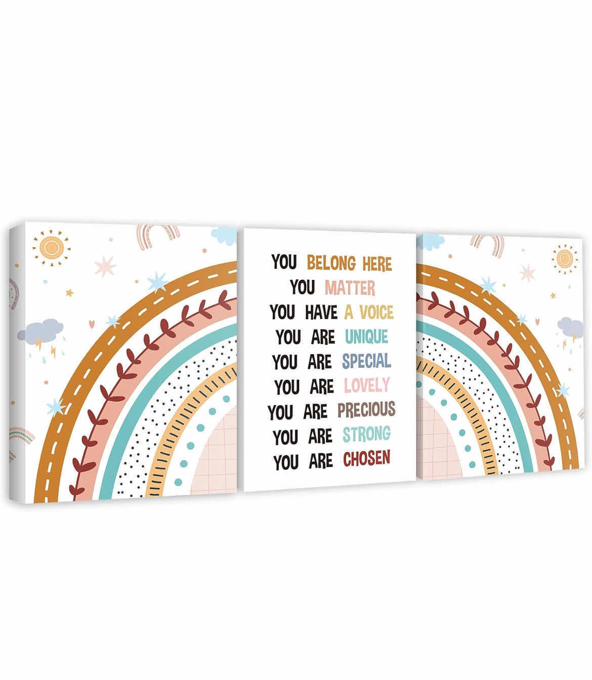 Photo 1 of NEW QEEENAR 3PC RAINBOW & INSPIRATIONAL CANVAS WALL ART (2) 12” X 16”