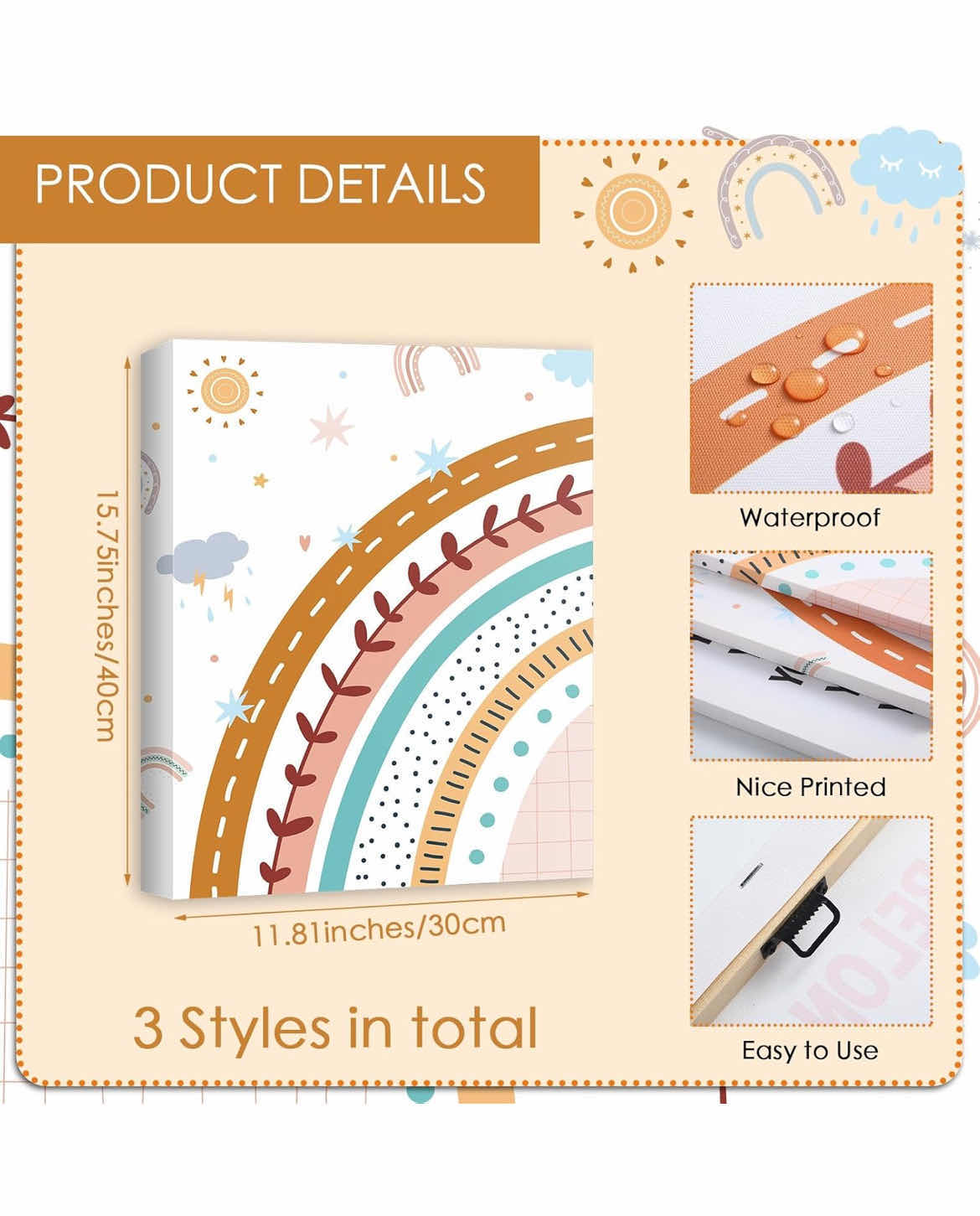 Photo 3 of NEW QEEENAR 3PC RAINBOW & INSPIRATIONAL CANVAS WALL ART (2) 12” X 16”