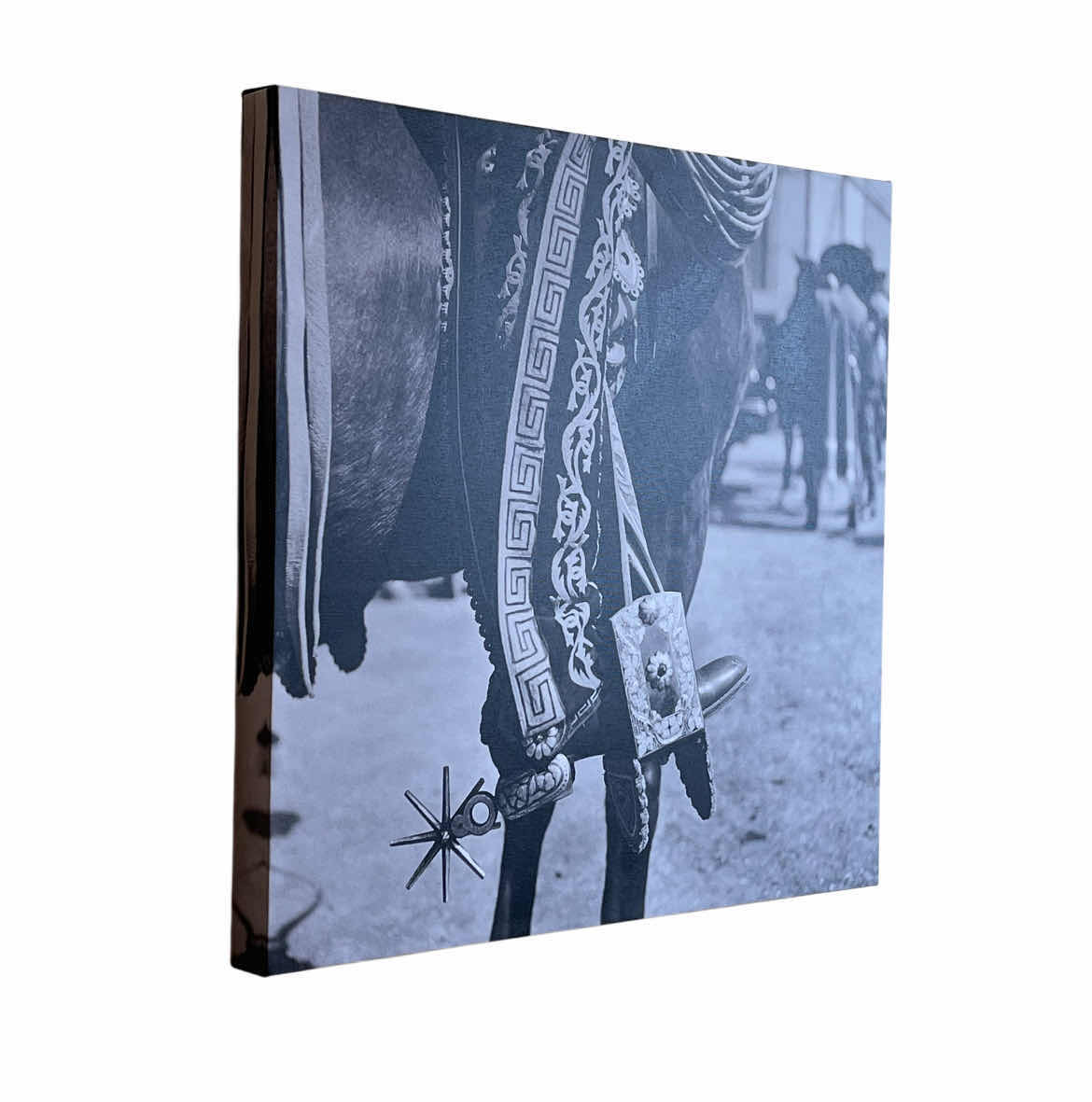 Photo 1 of 1930s TRADITIONAL CHARRO COWBOY EMBROIDERED CHAPS SPURS STIRRUP MEXICO CANVAS PRINT ARTWORK 16” X 16”