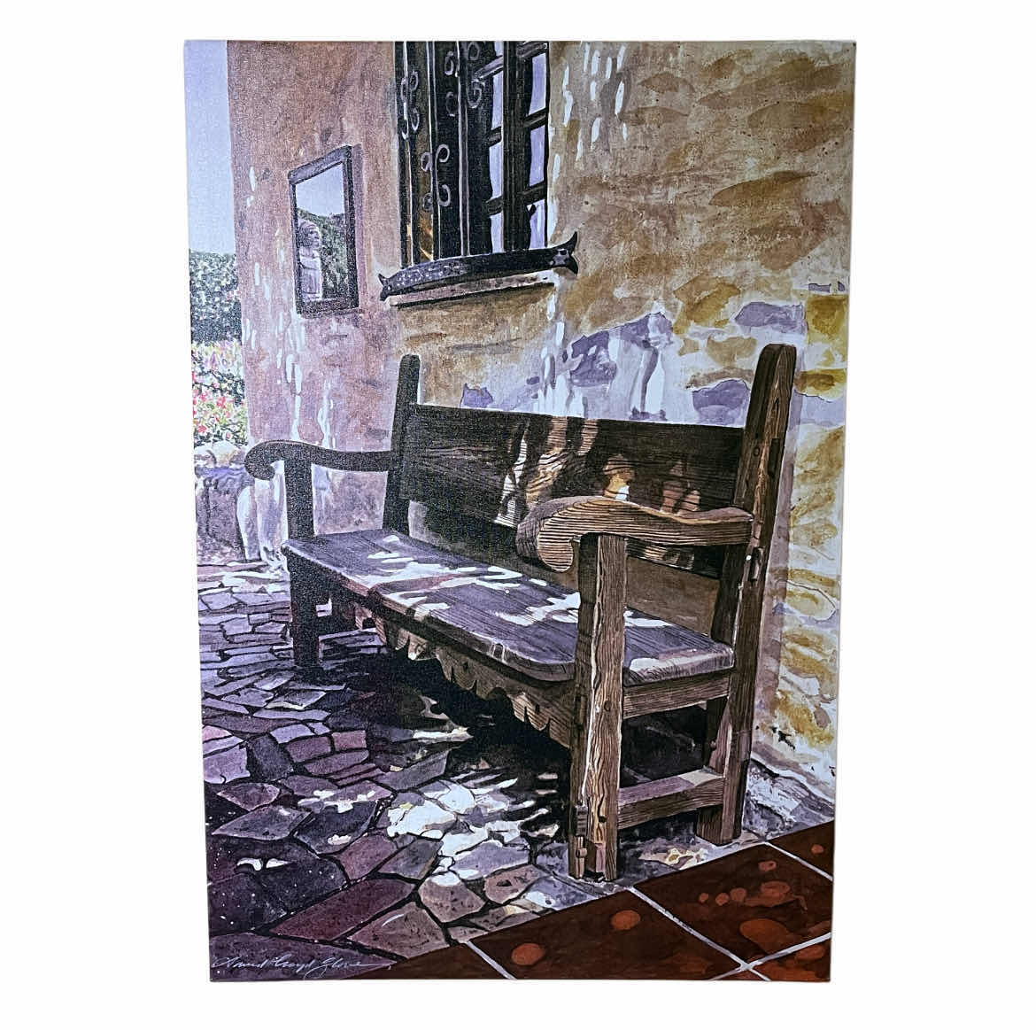 Photo 1 of SPANISH BENCH CANVAS PRINT ARTWORK BY DAVID LLOYD GLOVER 22” X 32”