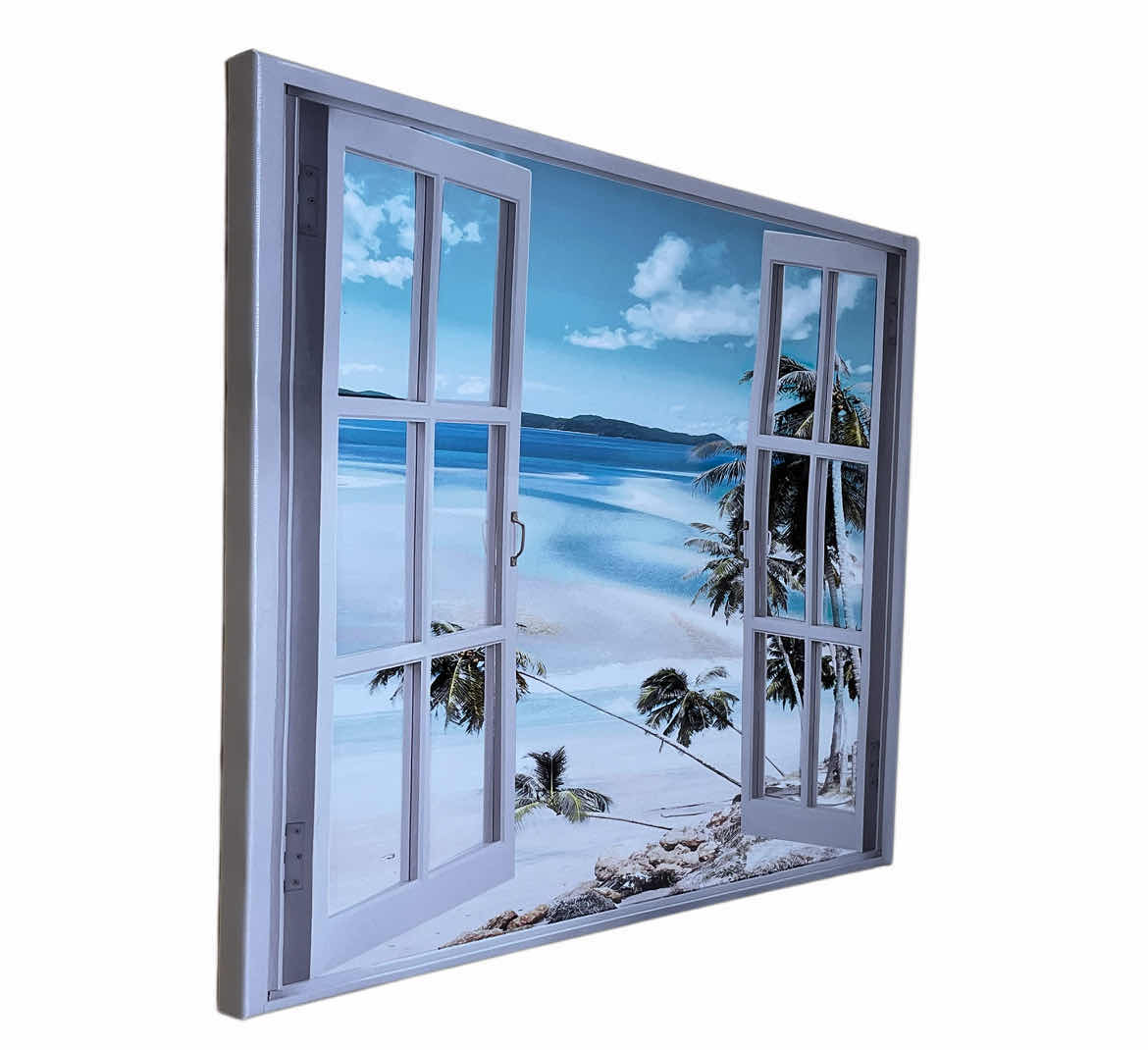 Photo 3 of ART33 OPEN WINDOWS BEACH VIEW CANVAS PRINT ARTWORK 24” X 18”