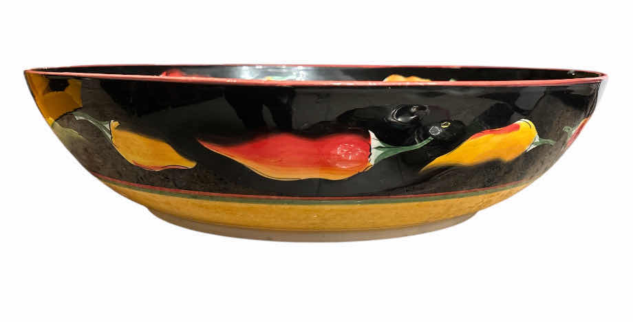Photo 1 of CLAY ART ‘FIESTA’ 3-PART CONDIMENT SERVER W CENTER HANDLE & 17” ROUND SERVING BOWL, CERAMIC