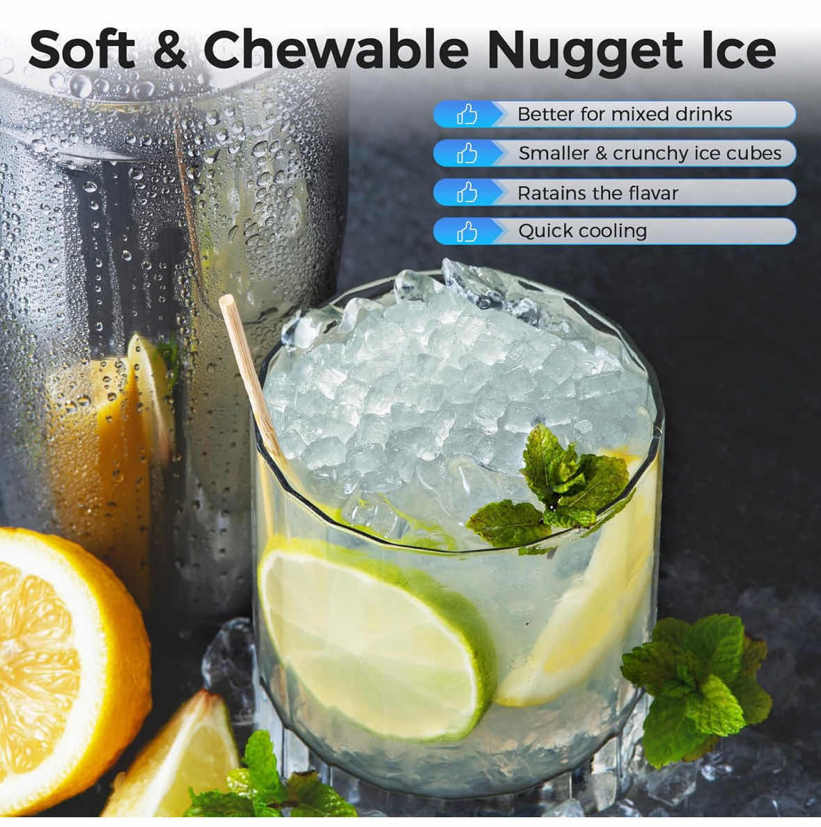 Photo 1 of AGLUCKY COUNTERTOP NUGGET ICE MAKER, 35 LBS/24H, STAINLESS STEEL SILVER (MODEL HZB-15NB/S)