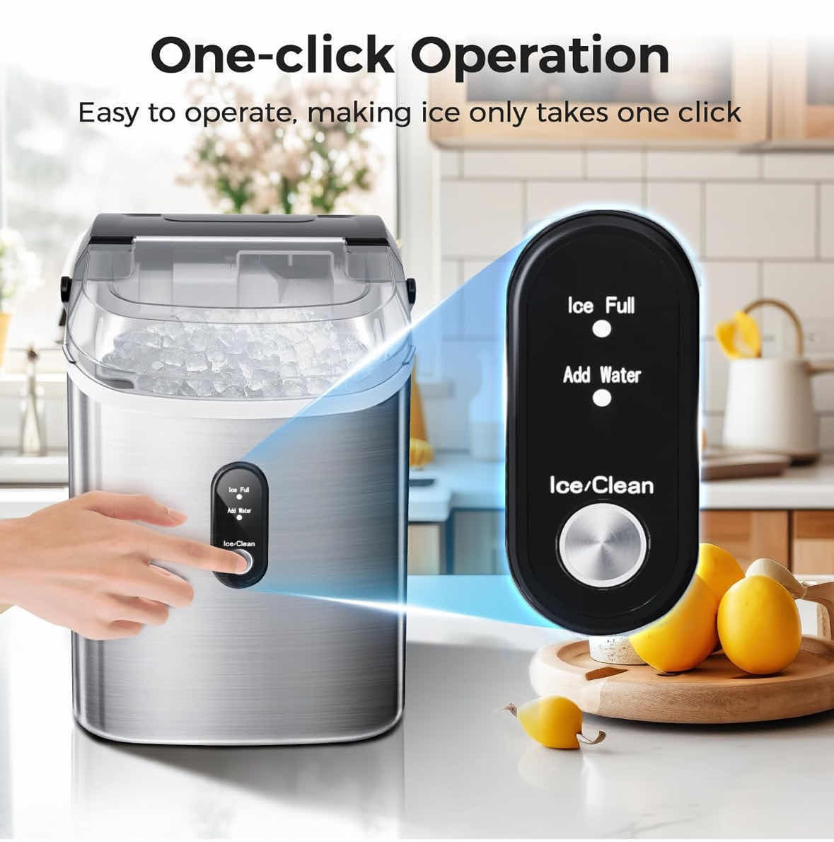 Photo 1 of AGLUCKY COUNTERTOP NUGGET ICE MAKER, 35 LBS/24H, STAINLESS STEEL SILVER (MODEL HZB-15NB/S)