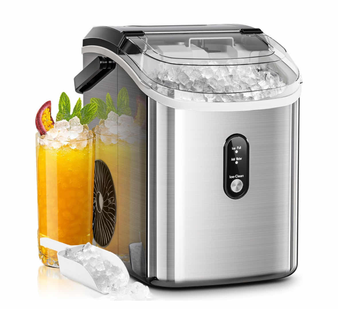 Photo 1 of AGLUCKY COUNTERTOP NUGGET ICE MAKER, 35 LBS/24H, STAINLESS STEEL SILVER (MODEL HZB-15NB/S)