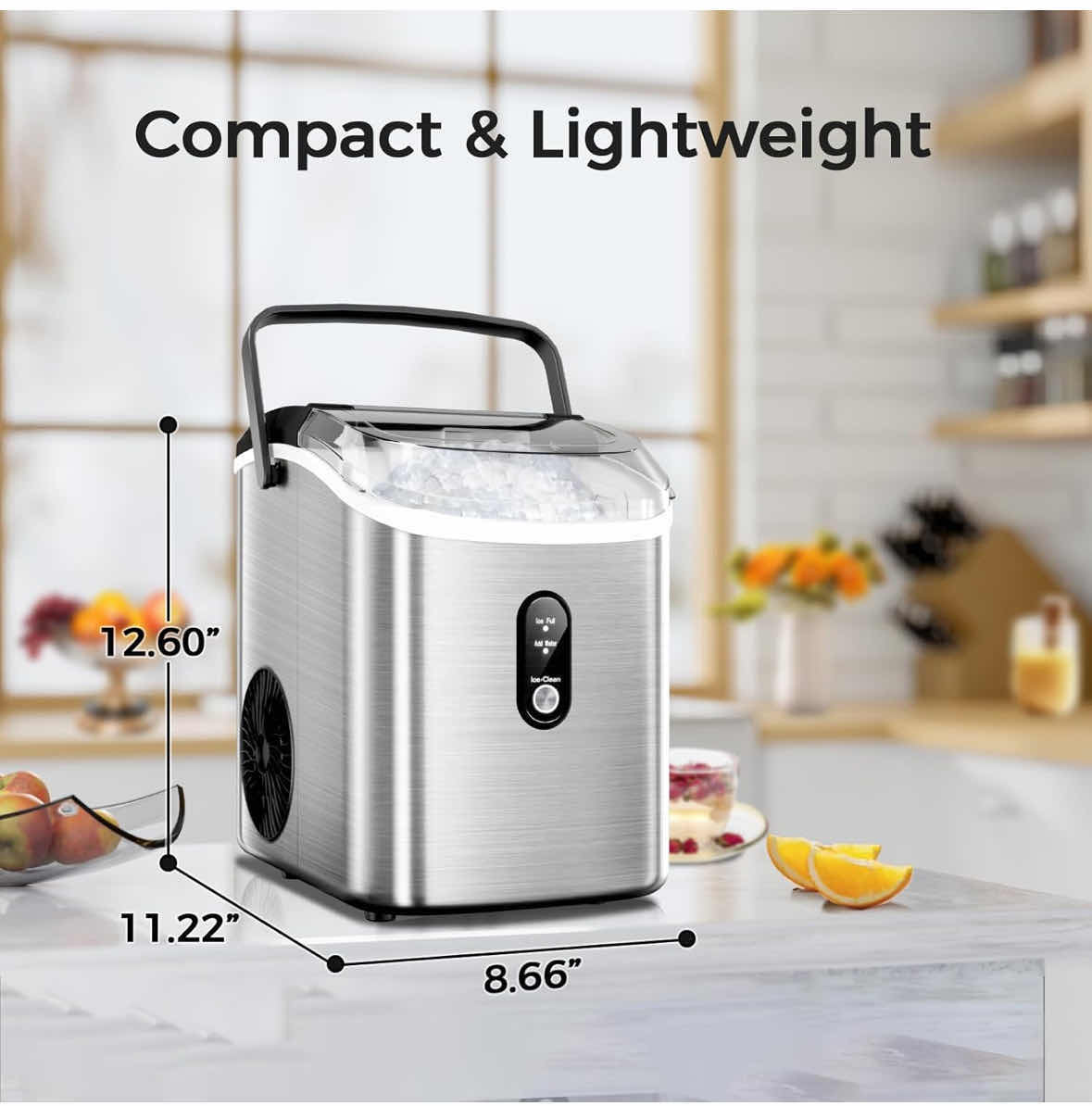 Photo 1 of AGLUCKY COUNTERTOP NUGGET ICE MAKER, 35 LBS/24H, STAINLESS STEEL SILVER (MODEL HZB-15NB/S)