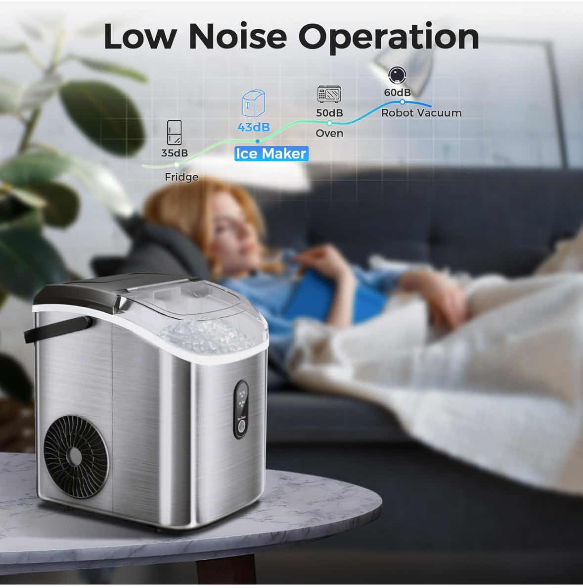 Photo 1 of AGLUCKY COUNTERTOP NUGGET ICE MAKER, 35 LBS/24H, STAINLESS STEEL SILVER (MODEL HZB-15NB/S)