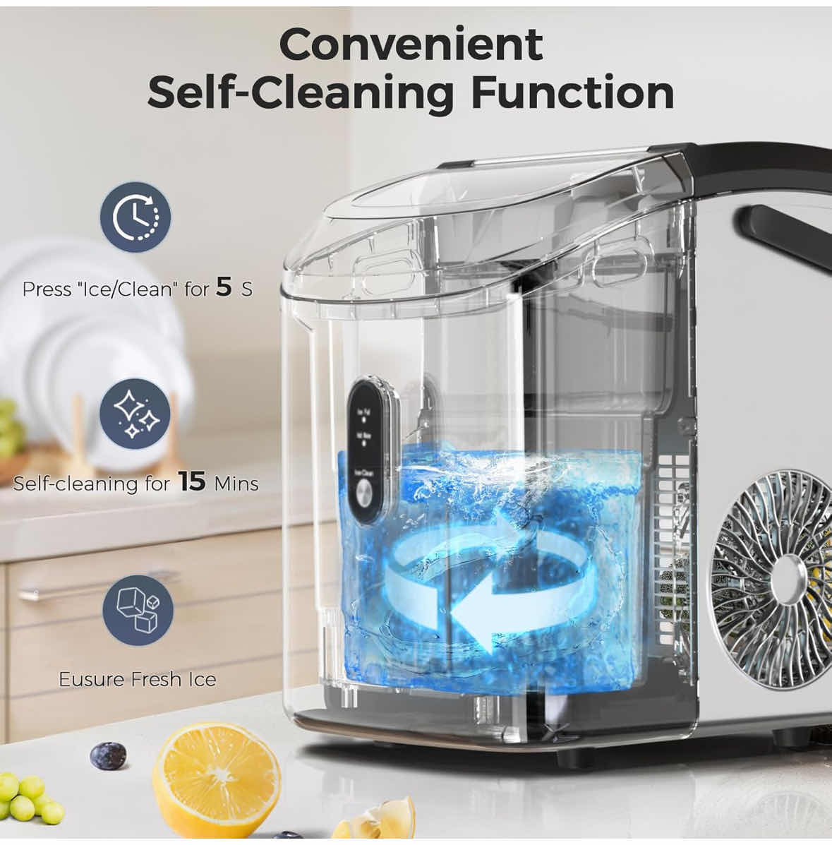 Photo 1 of AGLUCKY COUNTERTOP NUGGET ICE MAKER, 35 LBS/24H, STAINLESS STEEL SILVER (MODEL HZB-15NB/S)