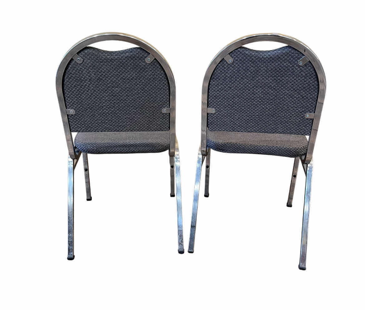 Photo 1 of FDL GRAY FABRIC PADDED CHROME FRAME EVENT STACKABLE CHAIRS (2)