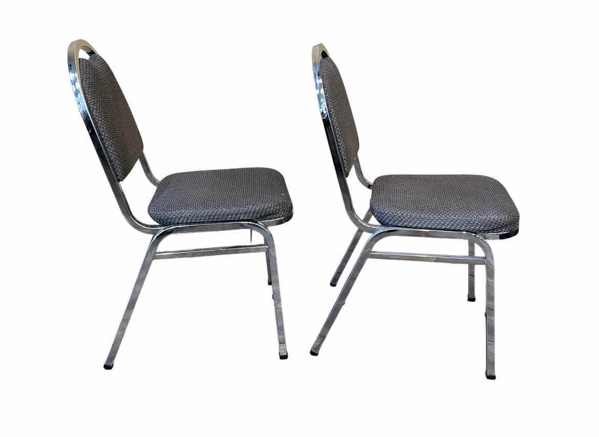 Photo 1 of FDL GRAY FABRIC PADDED CHROME FRAME EVENT STACKABLE CHAIRS (2)