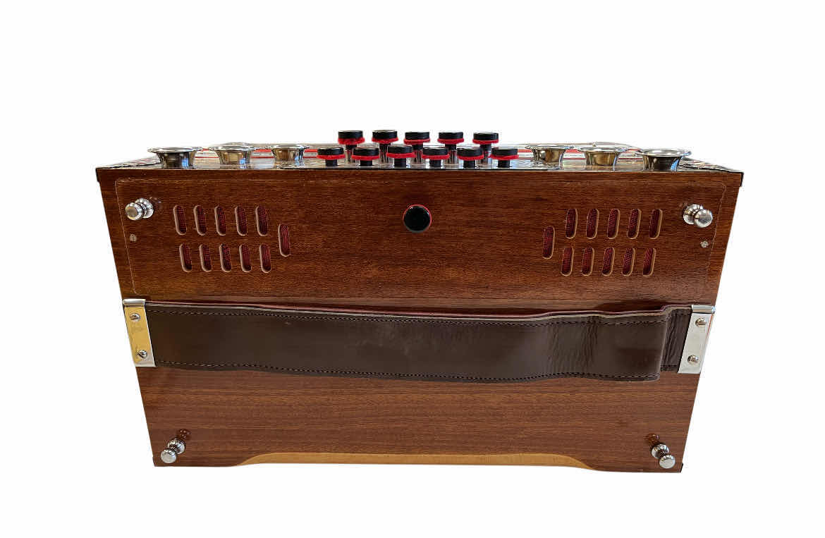 Photo 1 of MELODIJA MENNGES 3 ROW STEIRICHE DIATONIC 34 TREBLE & 11 HELIKON BASS BUTTONS ACCORDION W VINTAGE HARD CASE & MUSIC BOOKS