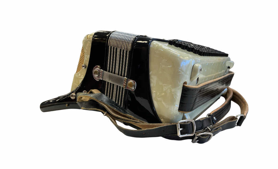 Photo 1 of FRONTALINI PIANO ACCORDION W ORIGINAL LEATHER HARD CASE & MUSIC BOOKS