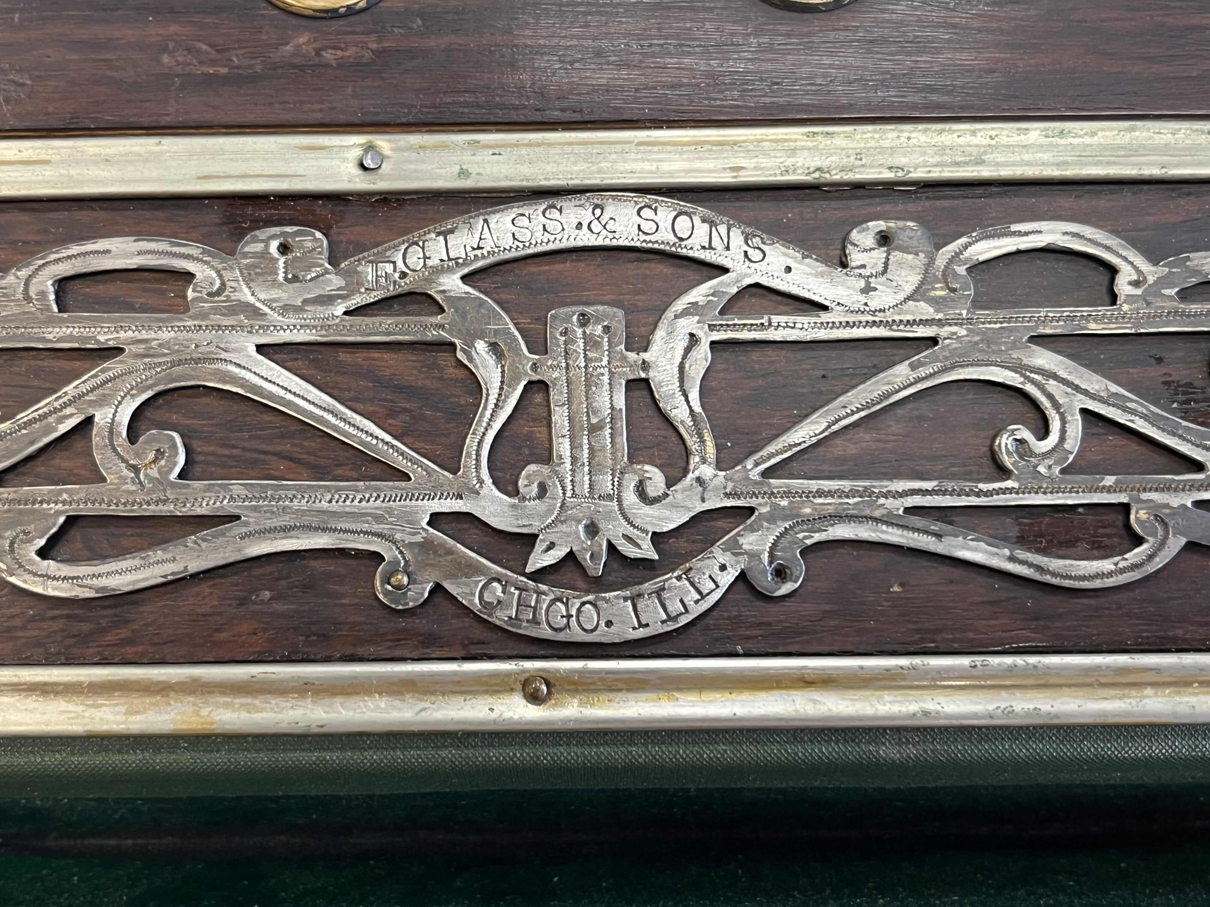 Photo 1 of E.GLASS & SONS BANDONEON CONCERTINA W LEATHER WRAPPED WOOD CASE