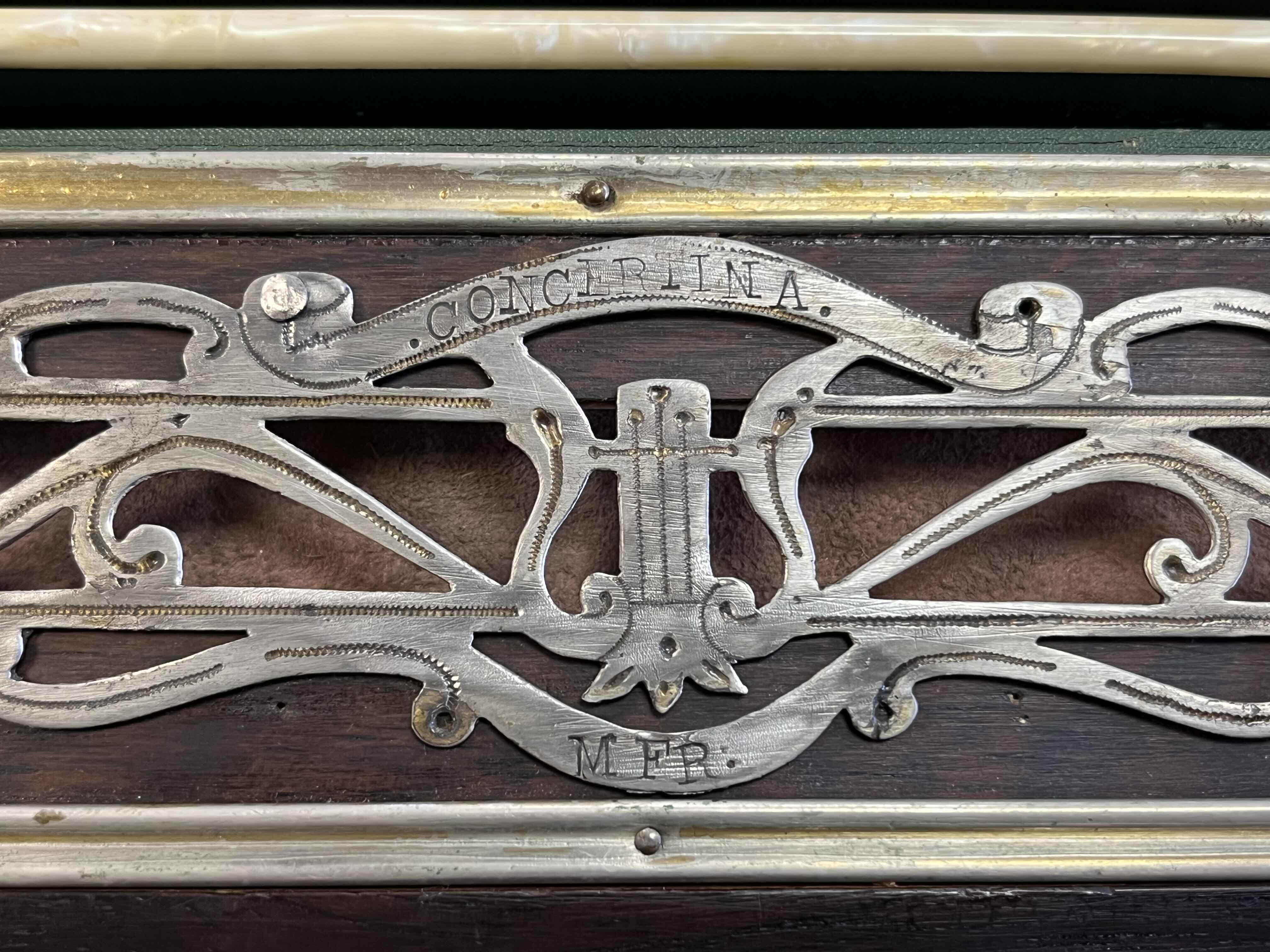 Photo 1 of E.GLASS & SONS BANDONEON CONCERTINA W LEATHER WRAPPED WOOD CASE