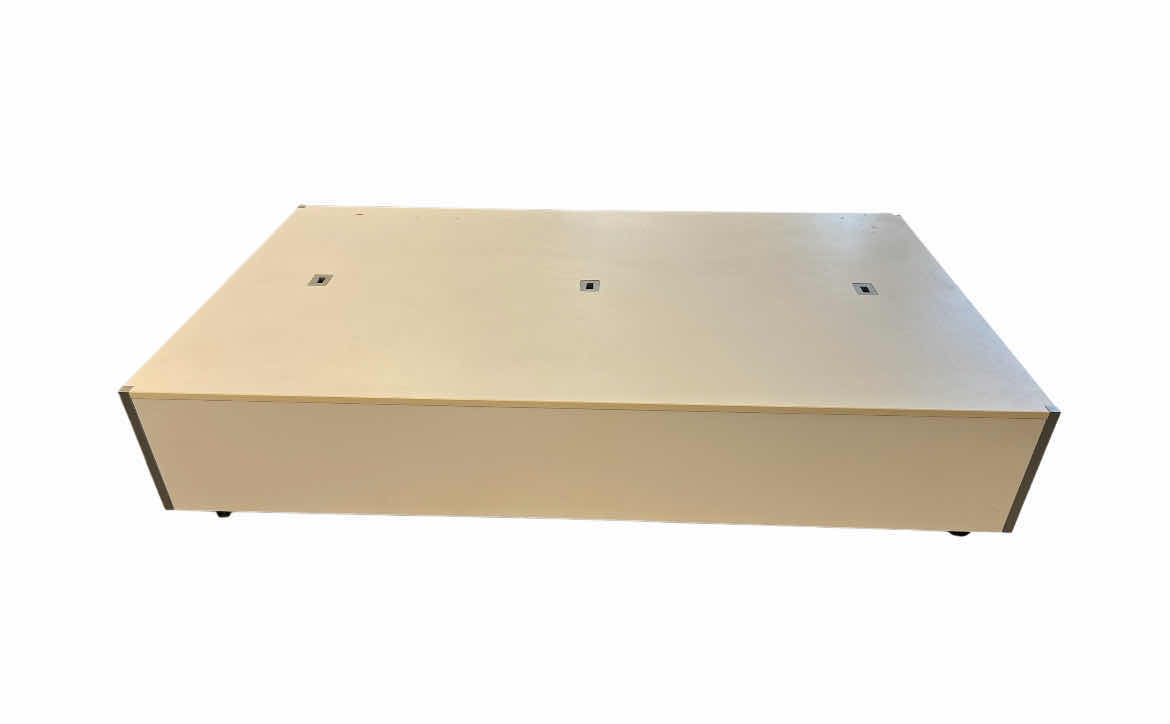 Photo 1 of COMMERCIAL RETAIL WHITE FINISH ROLLING MANNEQUIN STAGE PLATFORM 84” X 48” H18”