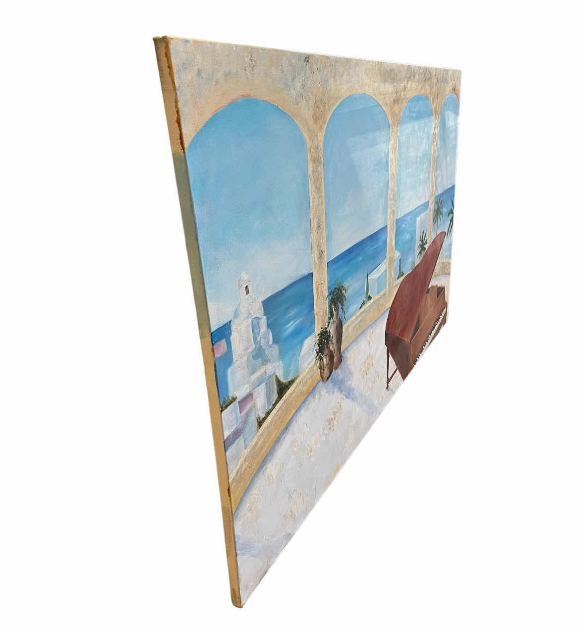 Photo 1 of PIANO OCEAN FRONT PATIO WATER PAINTED CANVAS ARTWORK LOCAL ARTIST 48” X 30”