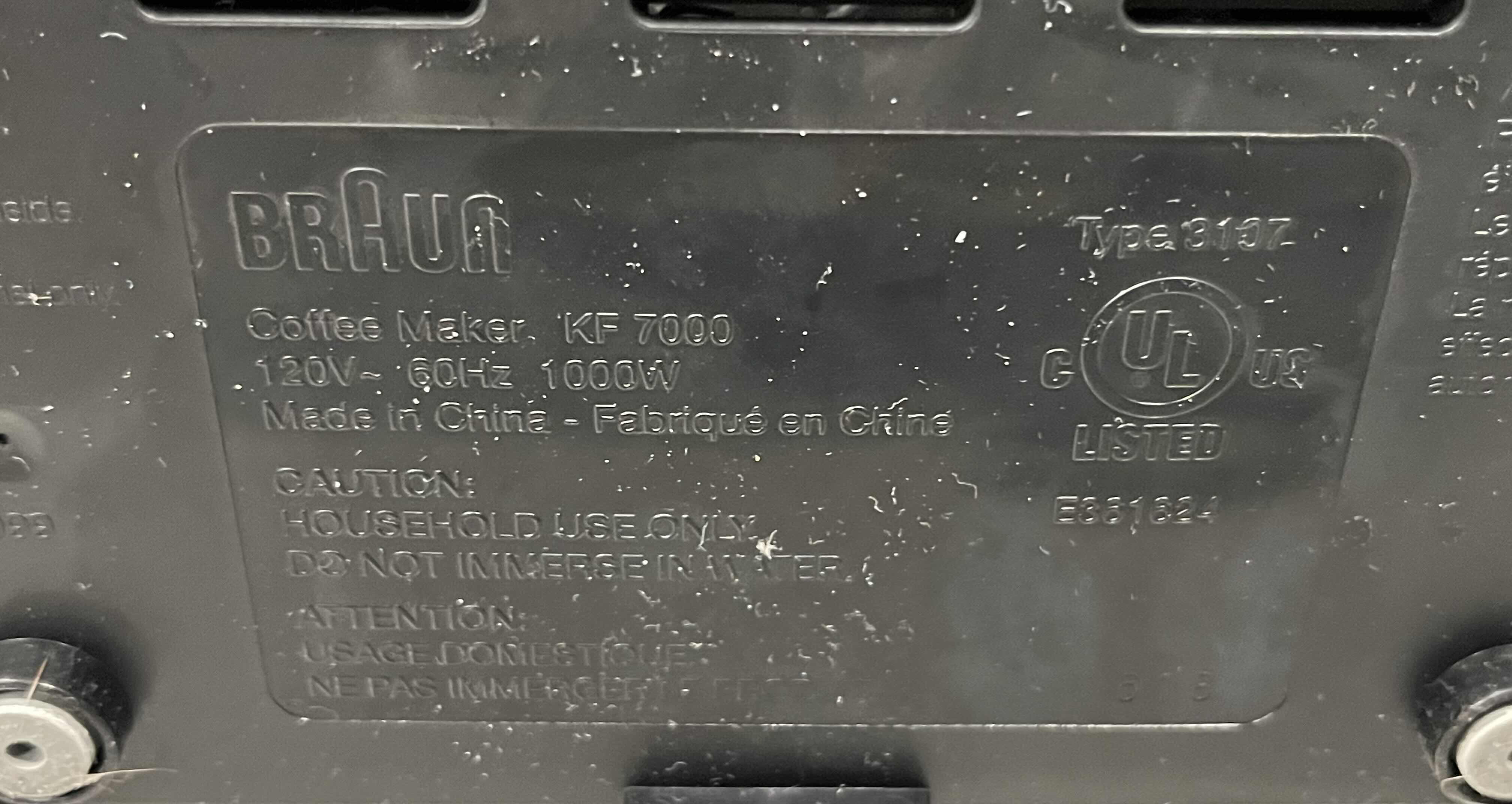 Photo 1 of BRAUN 12CUP DRIP COFFEE MAKER KF 7000