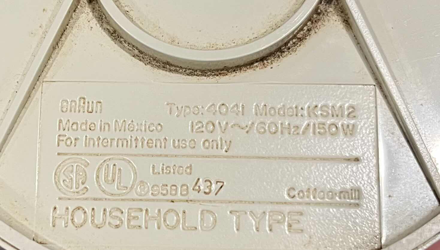 Photo 1 of BRAUN COFFEE GRINDER KSM2