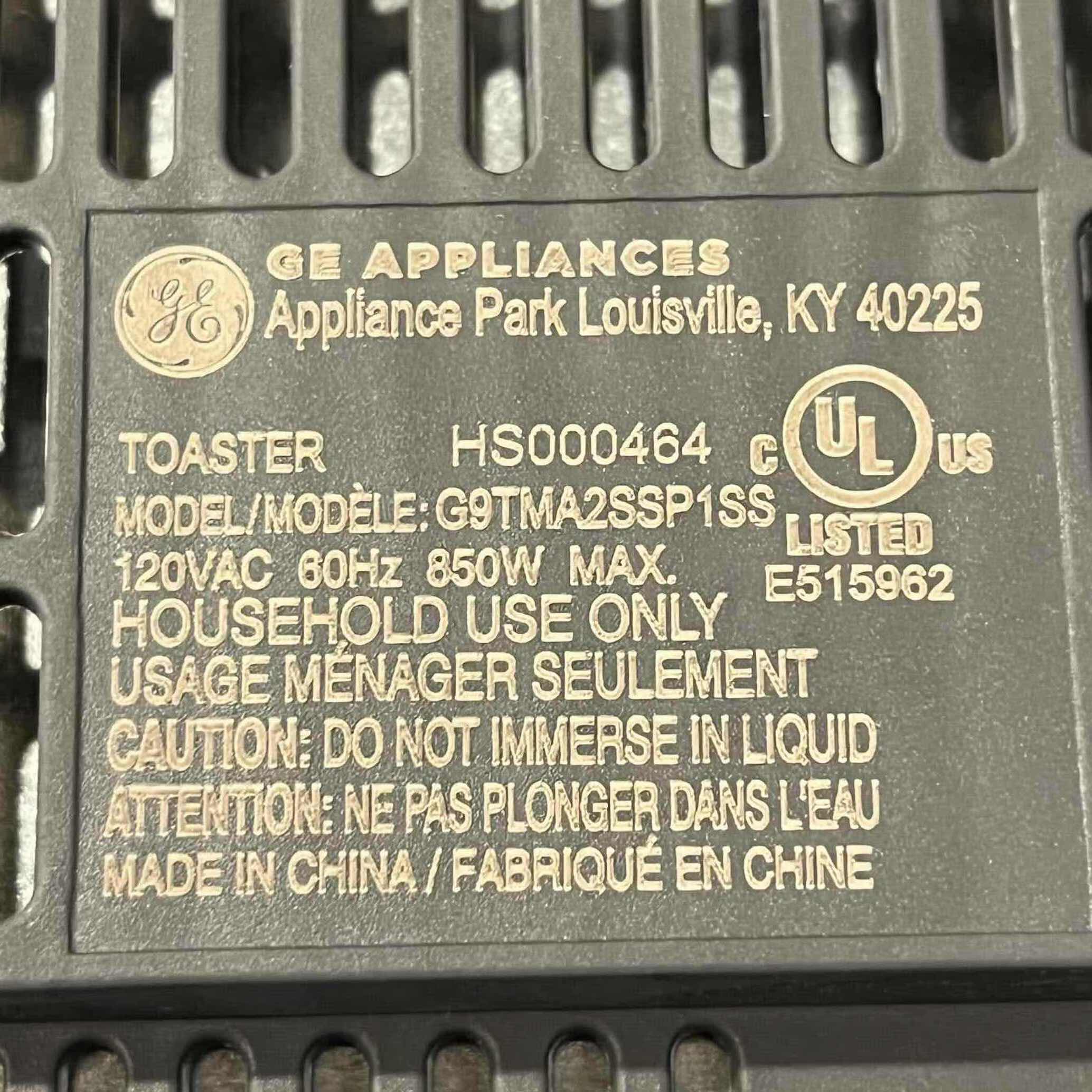 Photo 1 of GE STAINLESS STEEL 2 SLICE TOASTER G9TMA2SSP1SS