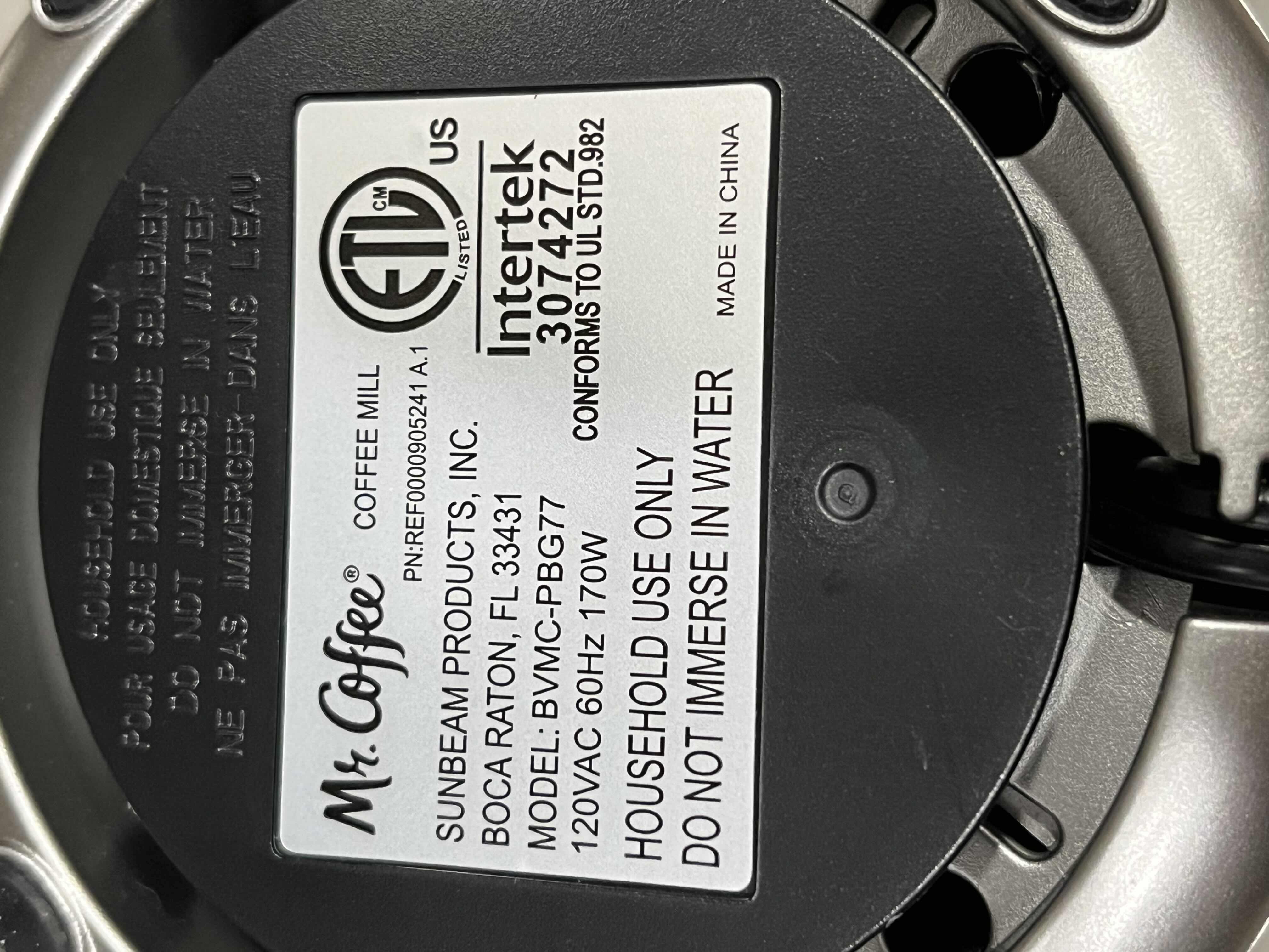 Photo 1 of MR. COFFEE12-CUP AUTOMATIC COFFEE GRINDER BVMC-PBG77