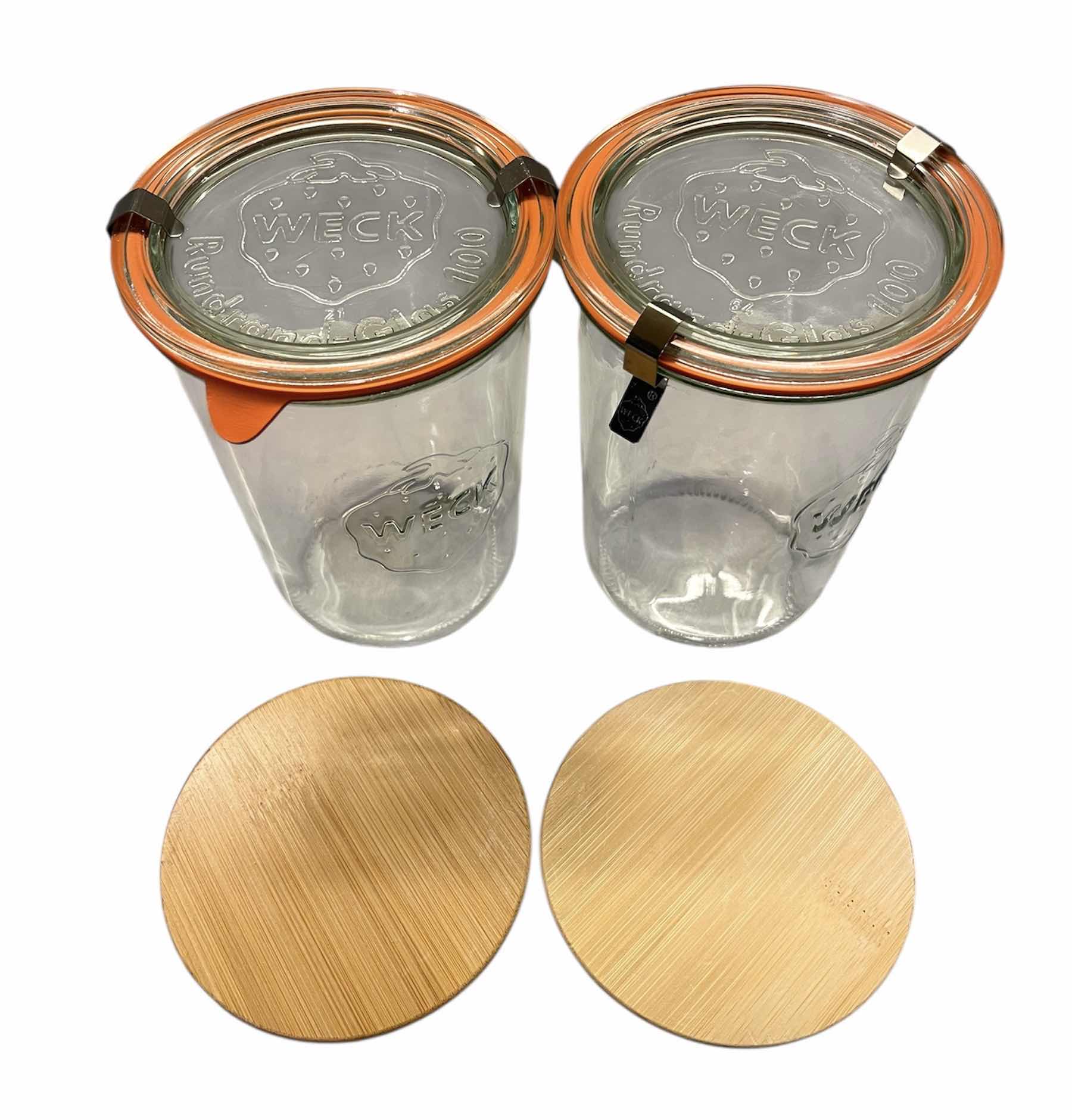 Photo 1 of WECK GLASS AIR TIGHT STORAGE JARS (2) 4” X 6”