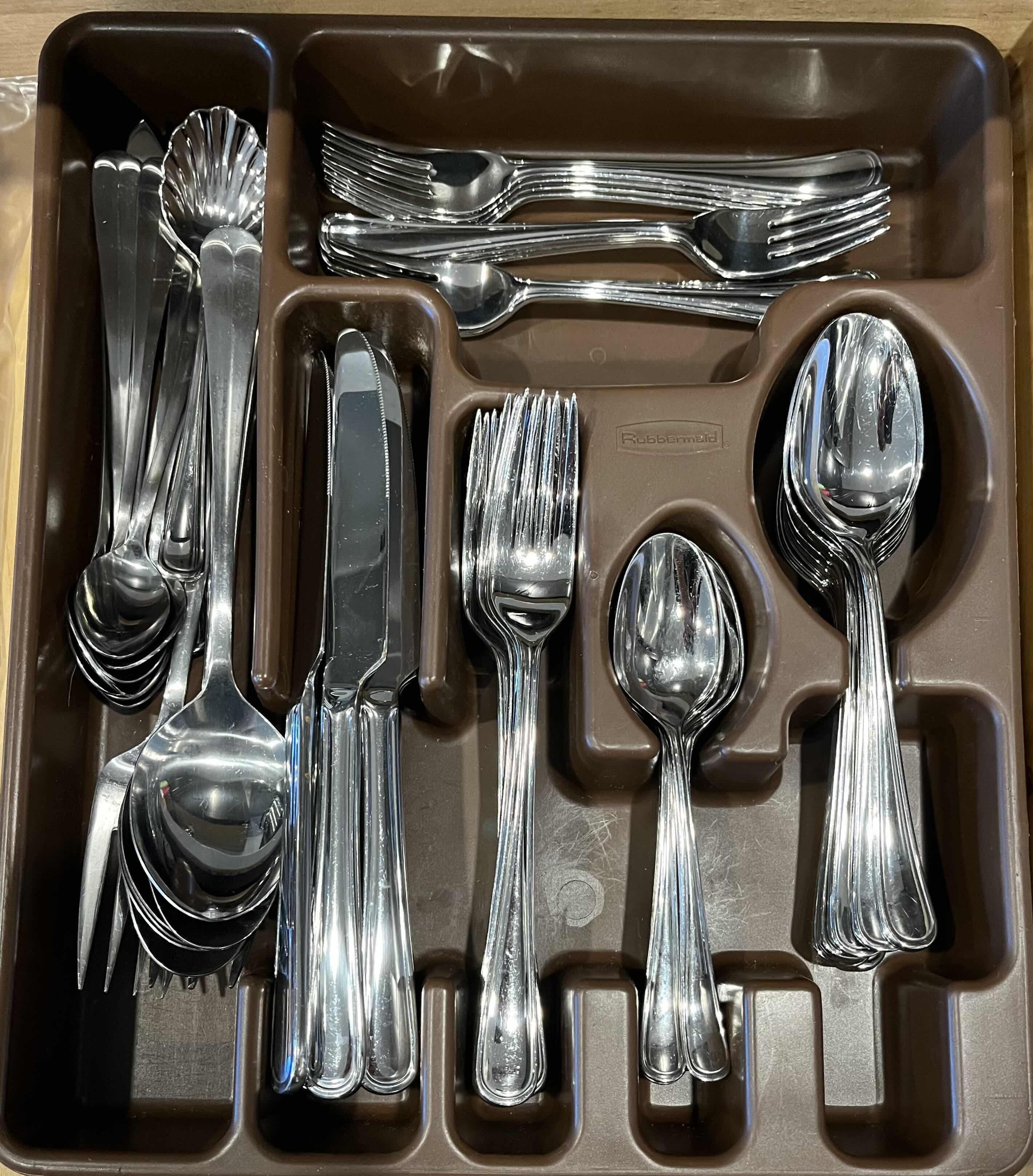 Photo 1 of JA HENCKELS INTERNATIONAL FLATWARE SET, RUBBERMAID FLATWARE CADDY, FANCY BLACK CHOP STICKS & DISPOSABLE WOOD CHOPSTICKS