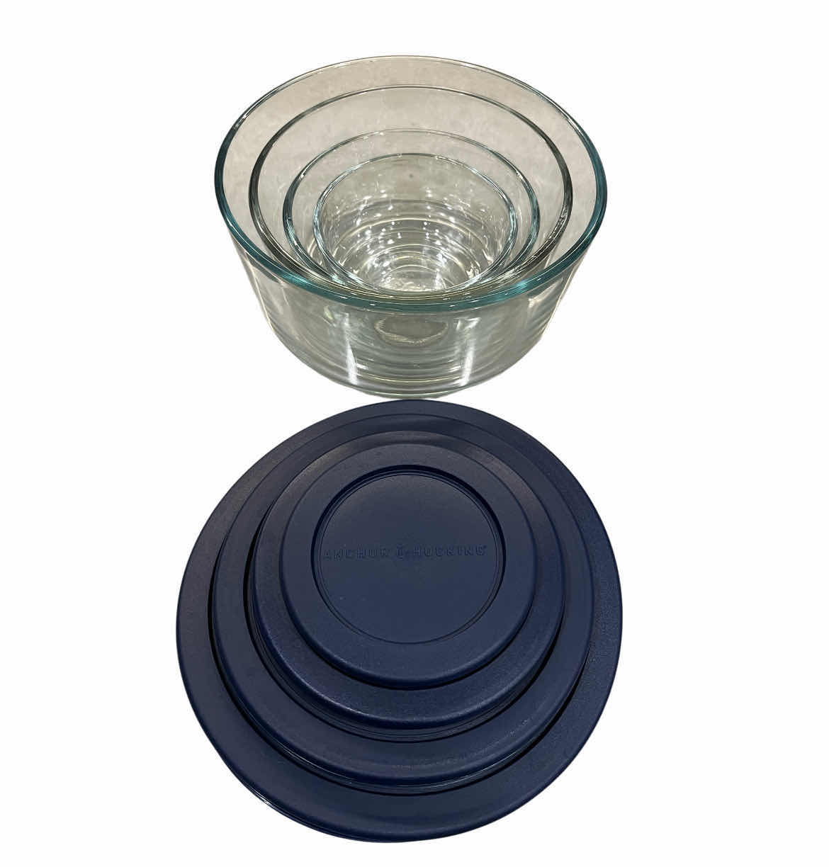 Photo 1 of ANCHOR HOCKING 4PC GLASS FOOD STORAGE CONTAINER SET W LIDS 1CUP-7CUPS