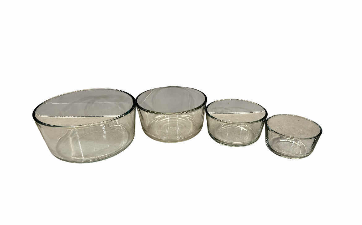 Photo 1 of ANCHOR HOCKING 4PC GLASS FOOD STORAGE CONTAINER SET W LIDS 1CUP-7CUPS