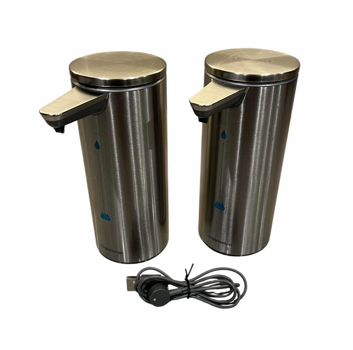 Photo 1 of SIMPLE-HUMAN 9OZ BRUSHED NICKEL AUTOMATED SOAP DISPENSER (2) W CHARGER